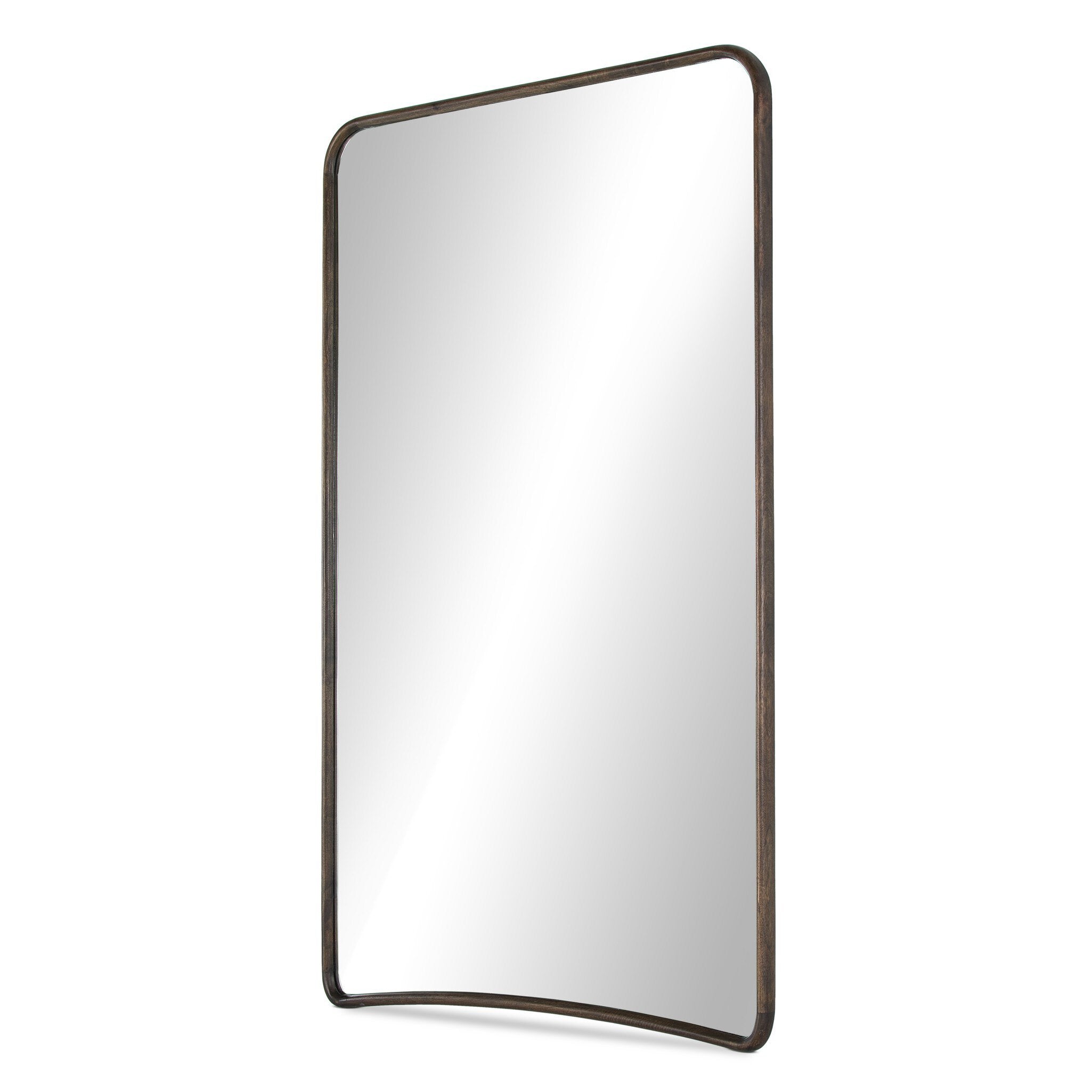Rectangular mirror with a black frame on a white background