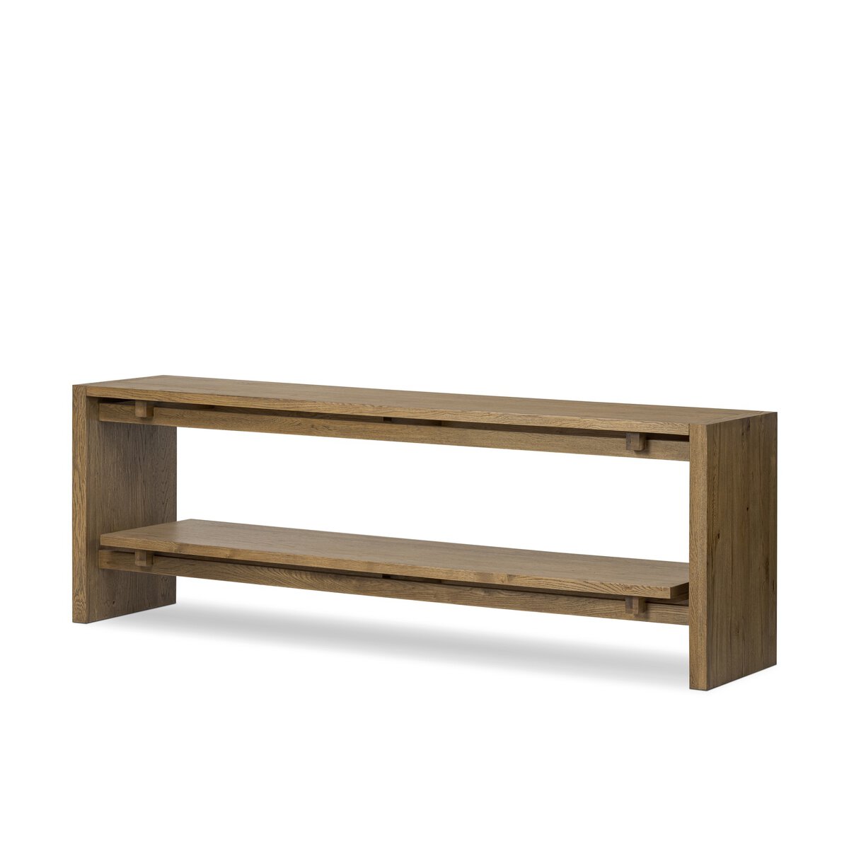 Wooden console table on a white background