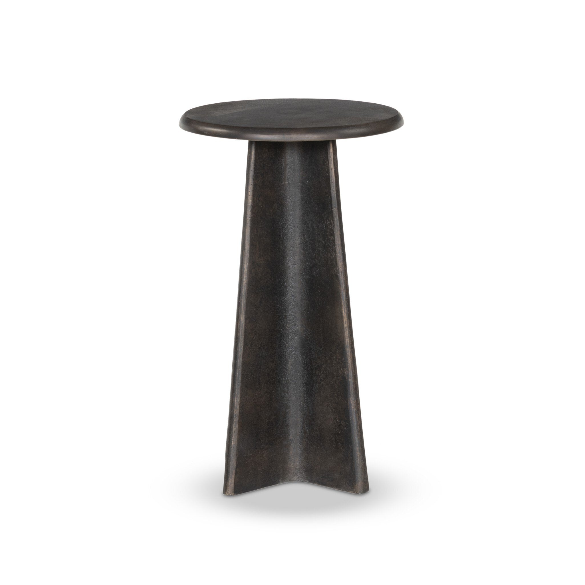 Dark bronze side table on a white background