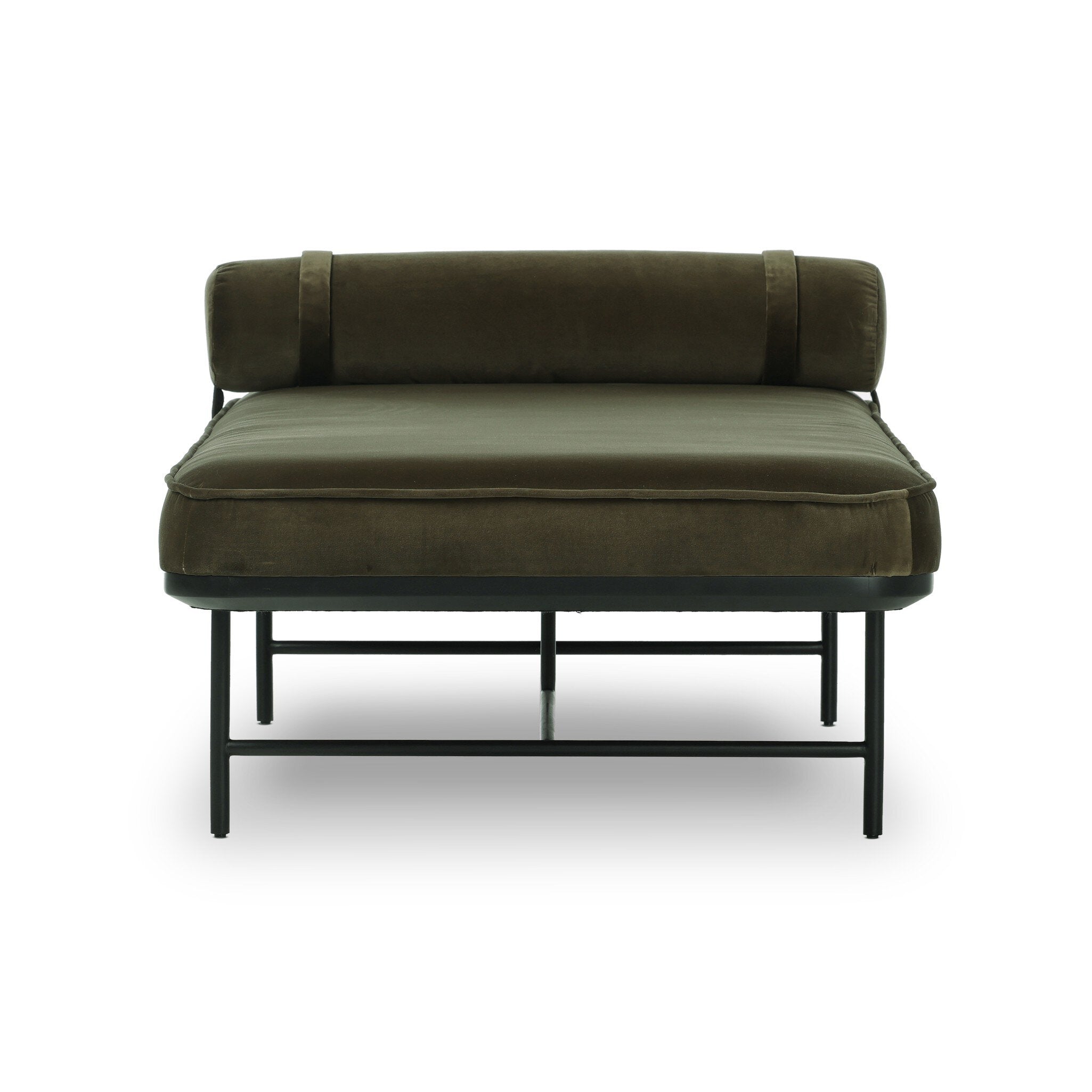 Olive Green chaise bed on a white background