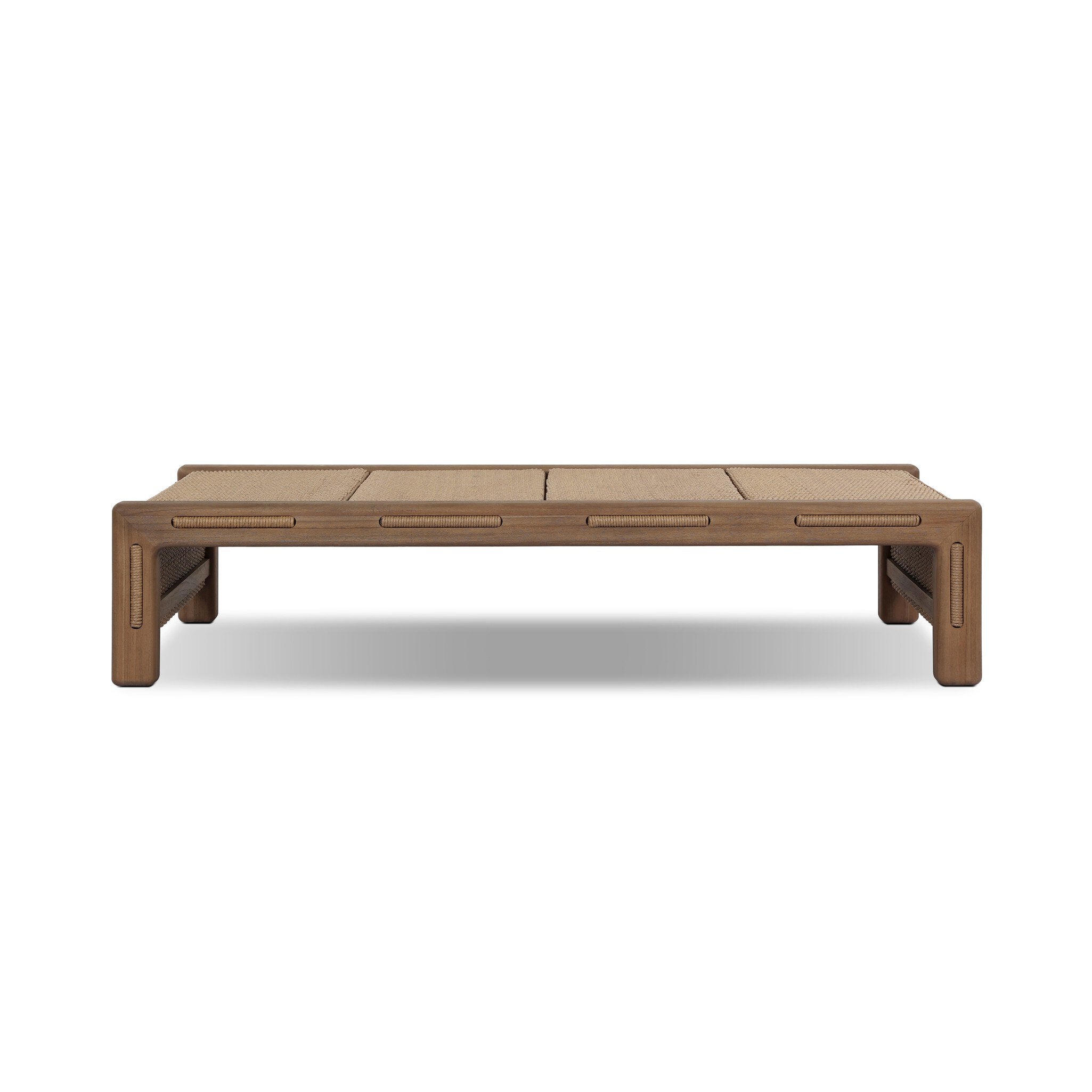 Wooden outdoor table with a white background