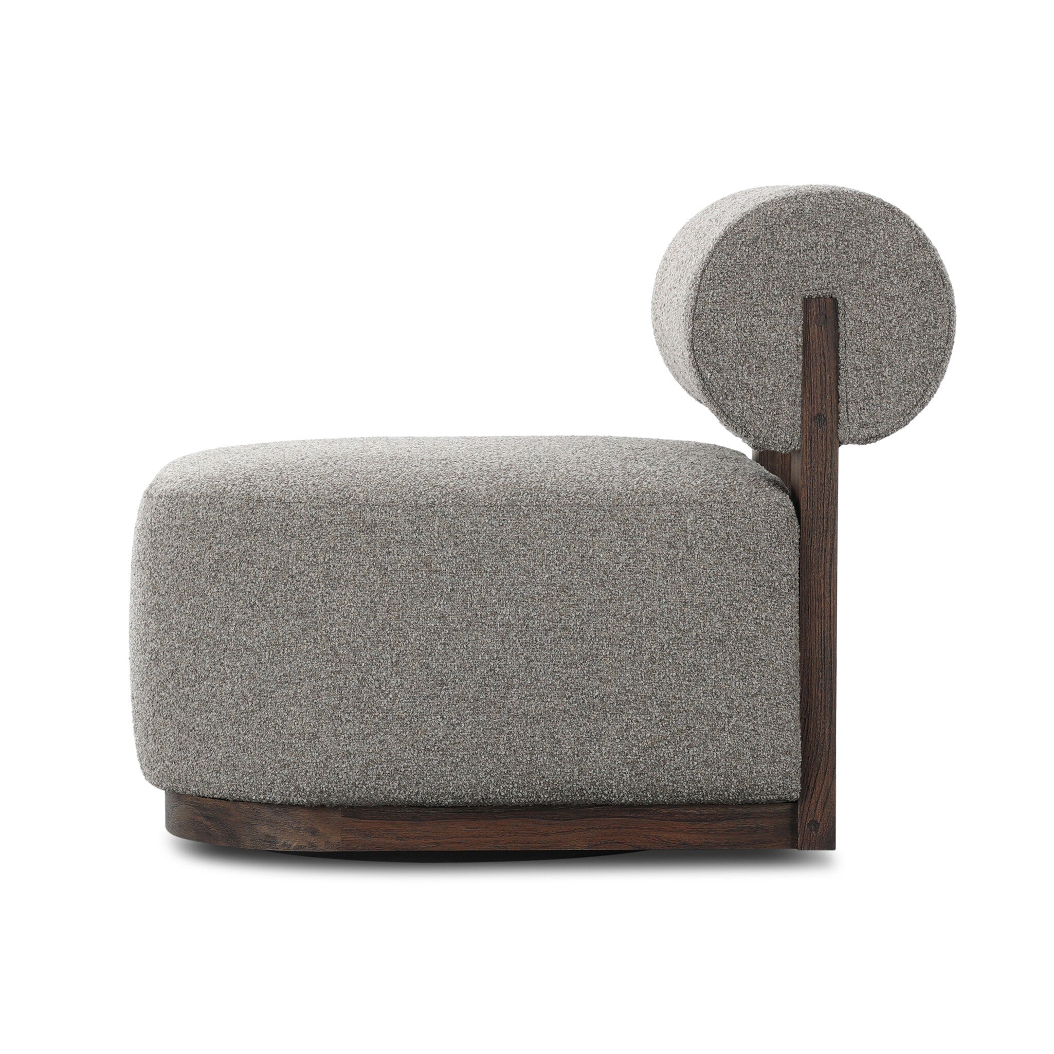 Modern chair with gray cushioned seat and backrest on a white background