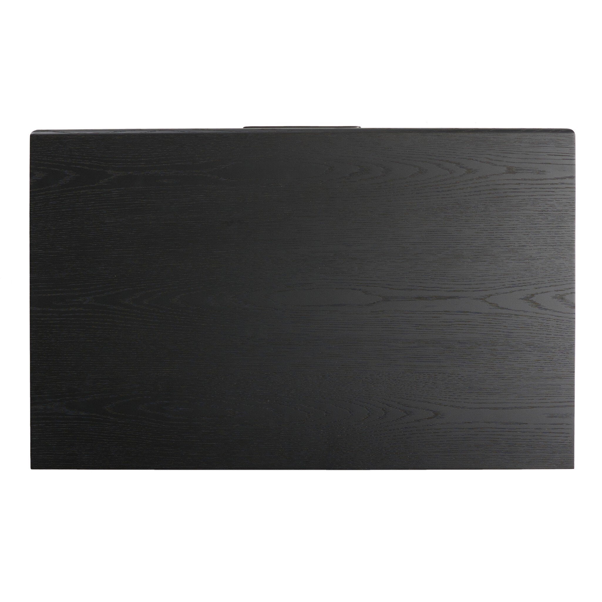 Black rectangular nightstand tabletop on a white background.