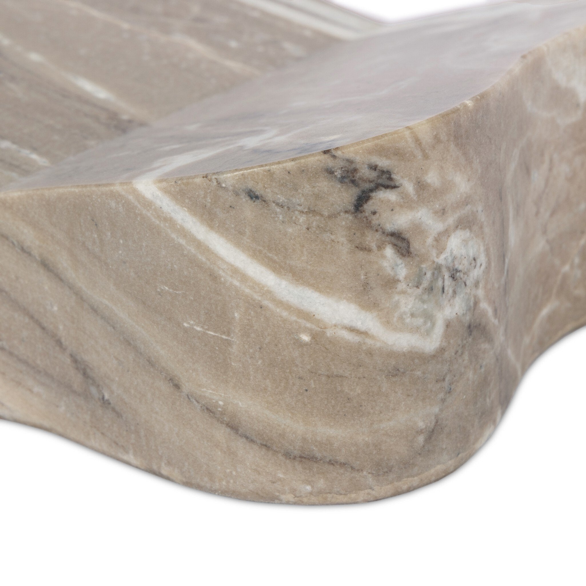 Close up detail of a marble book holder on a white background