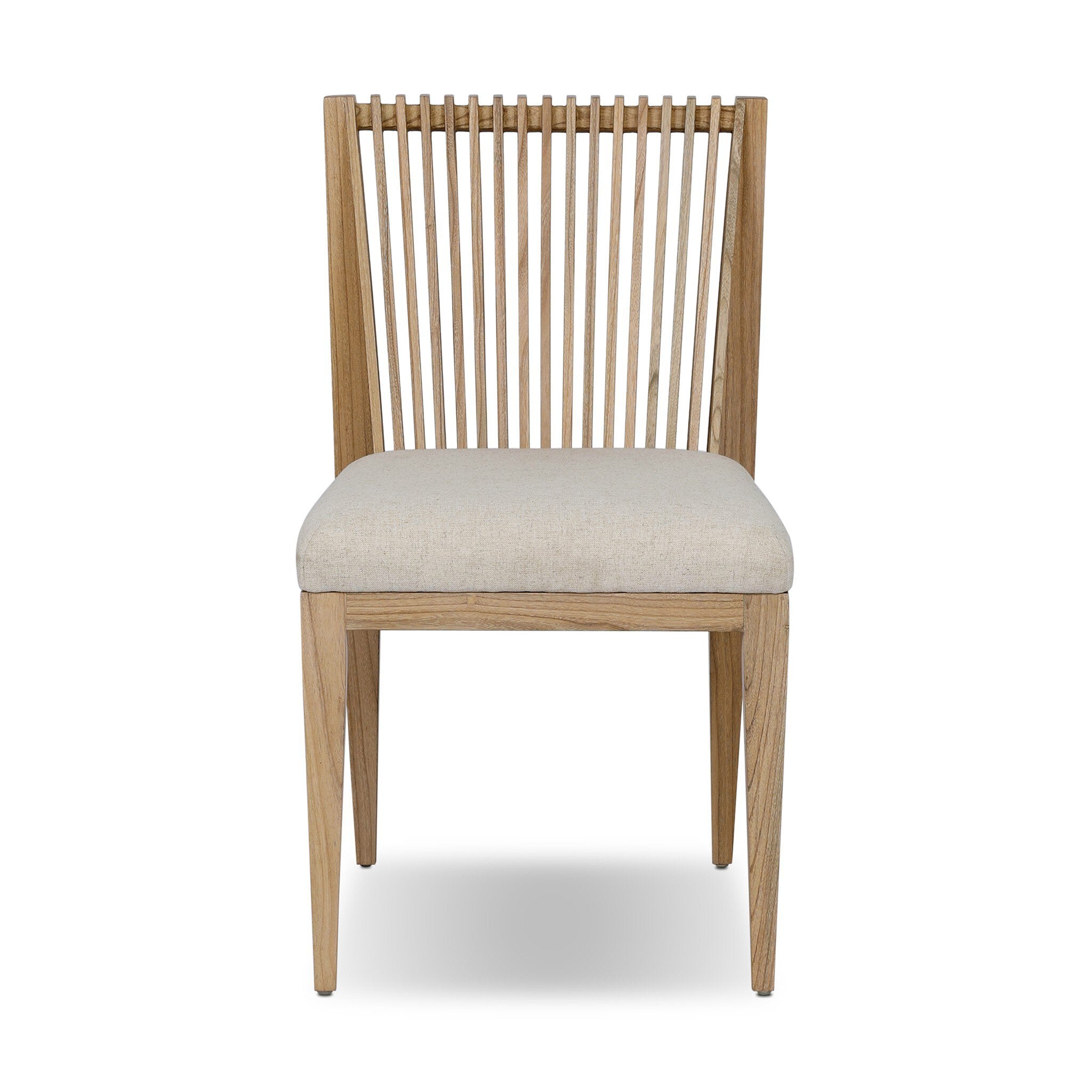 Wooden chair with a white cushion on a white background