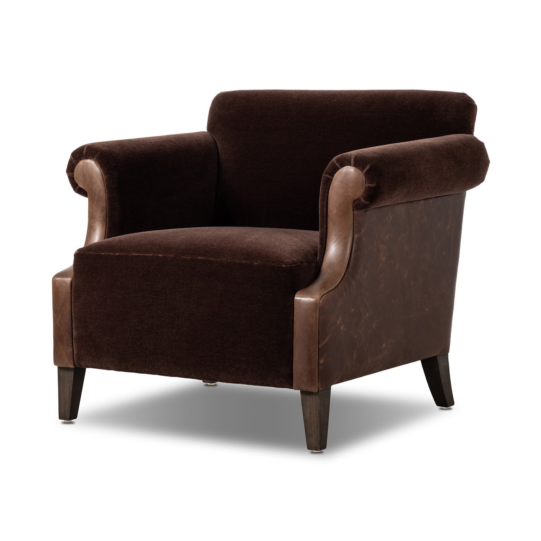 Brown armchair on a white background