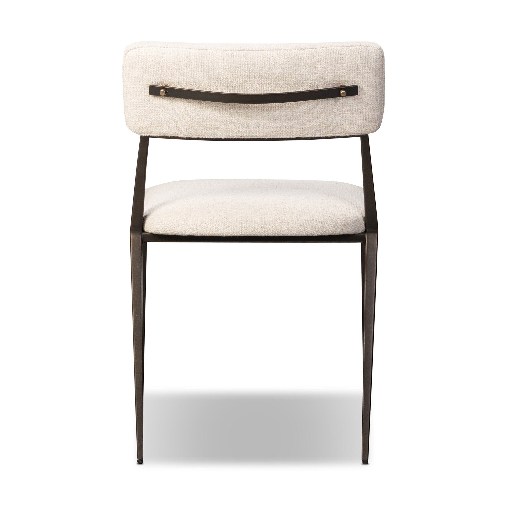 Chair with white cushioned seat and backrest on a white background