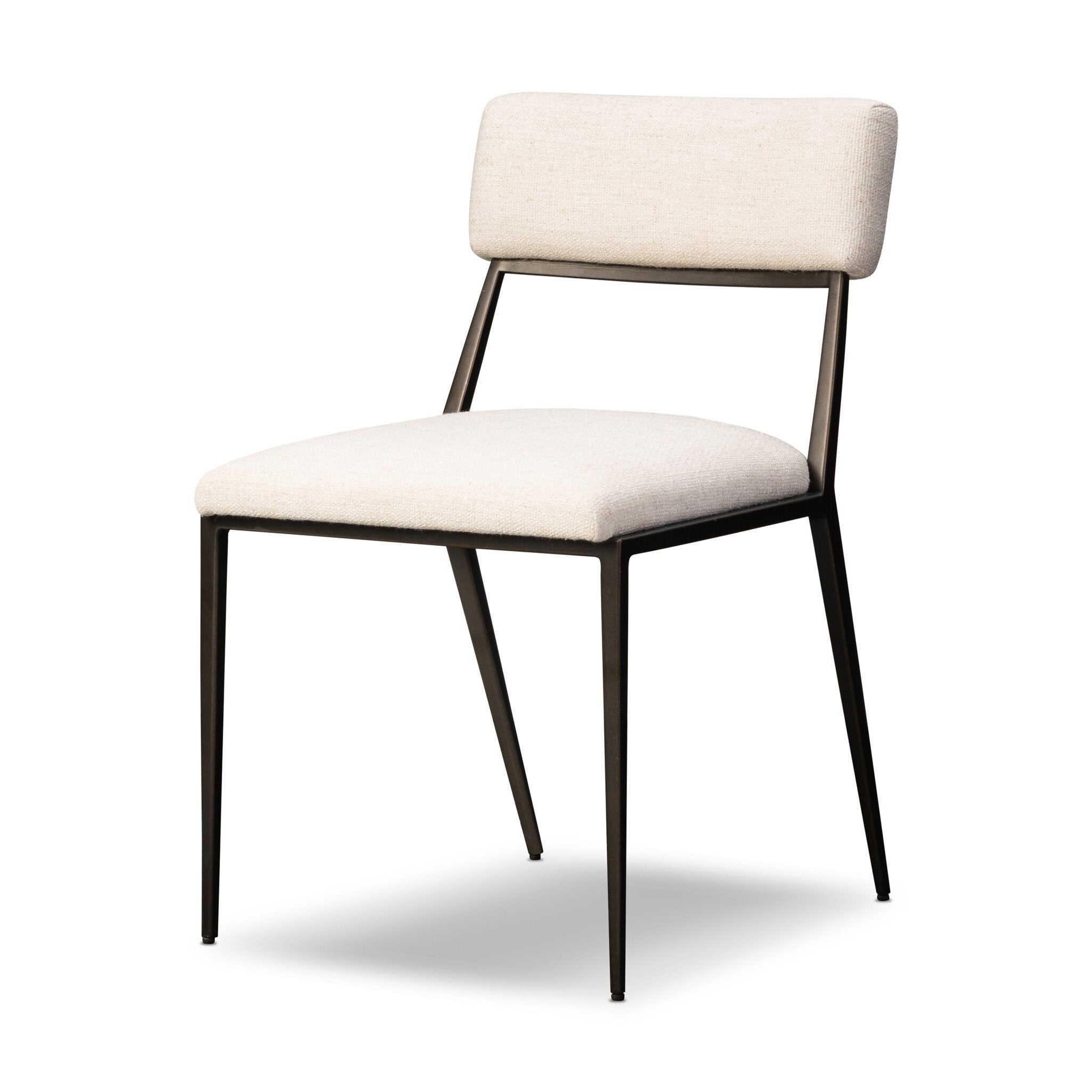 Beige chair with black legs on a white background