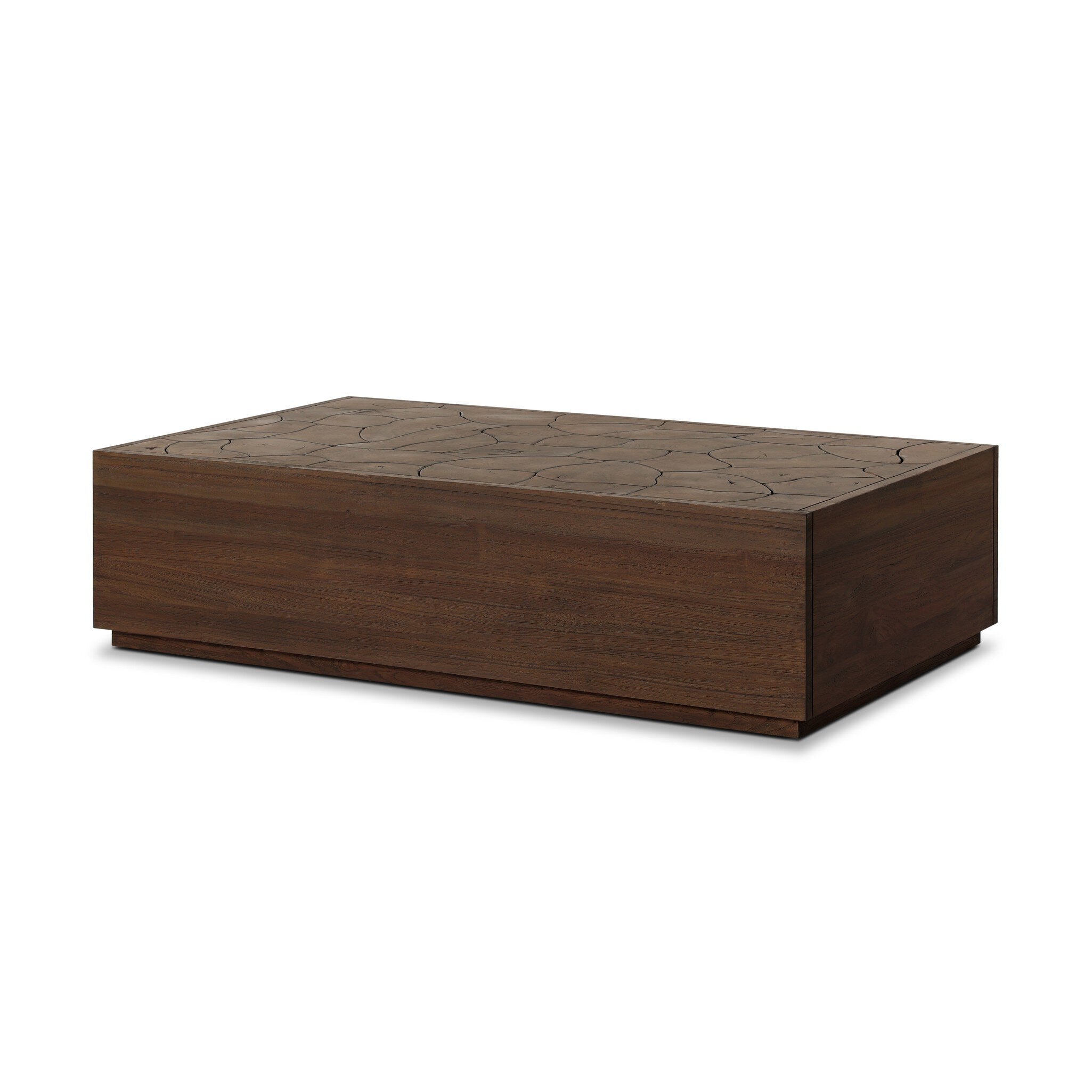 Wooden coffee table on a white background