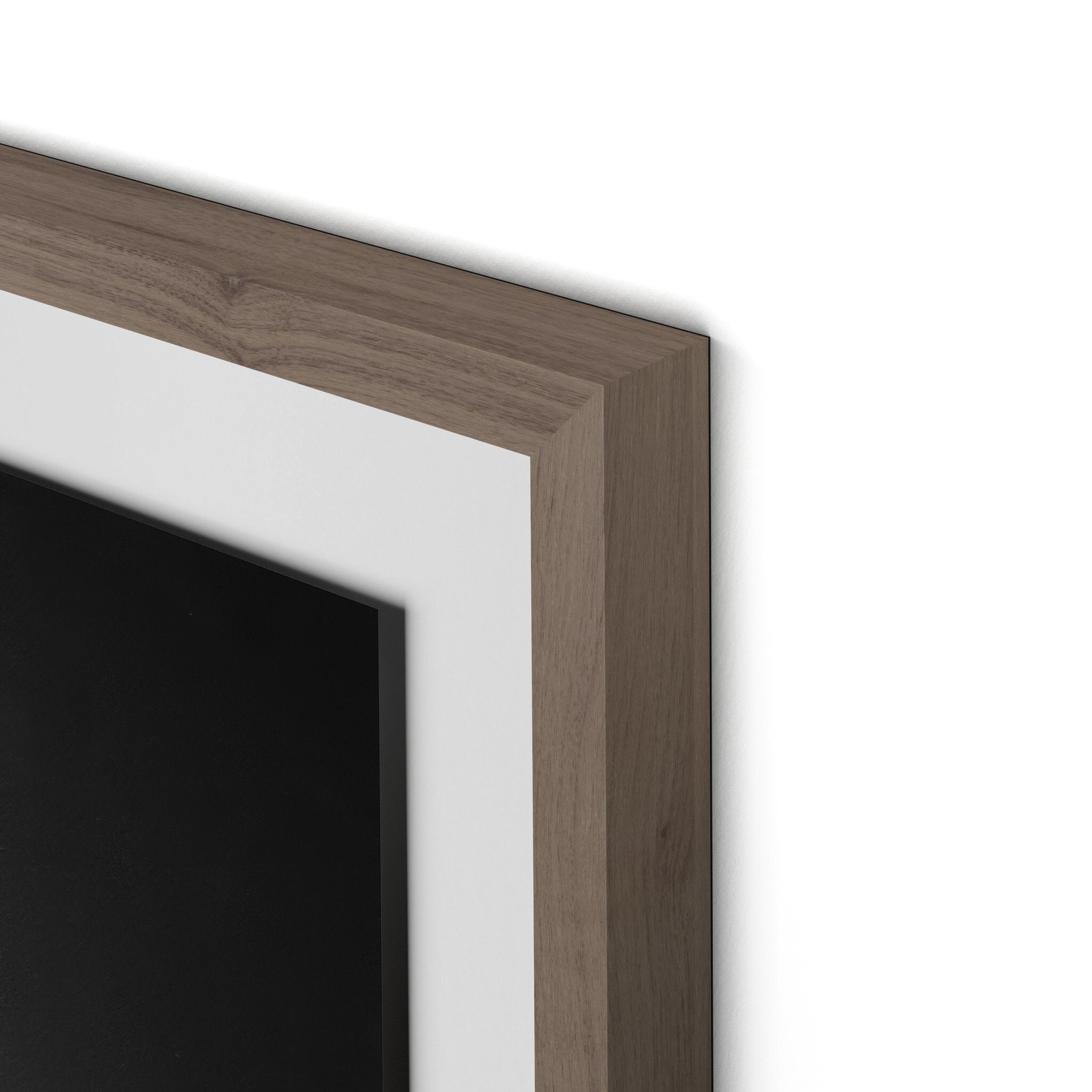 Wooden picture frame corner on a white background