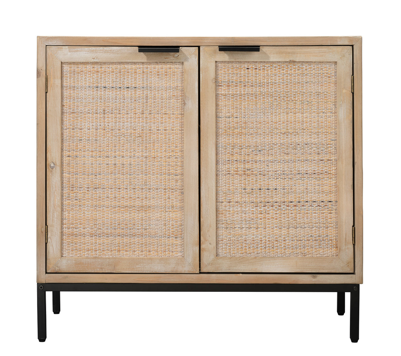 Cabinet with wicker doors on a white background