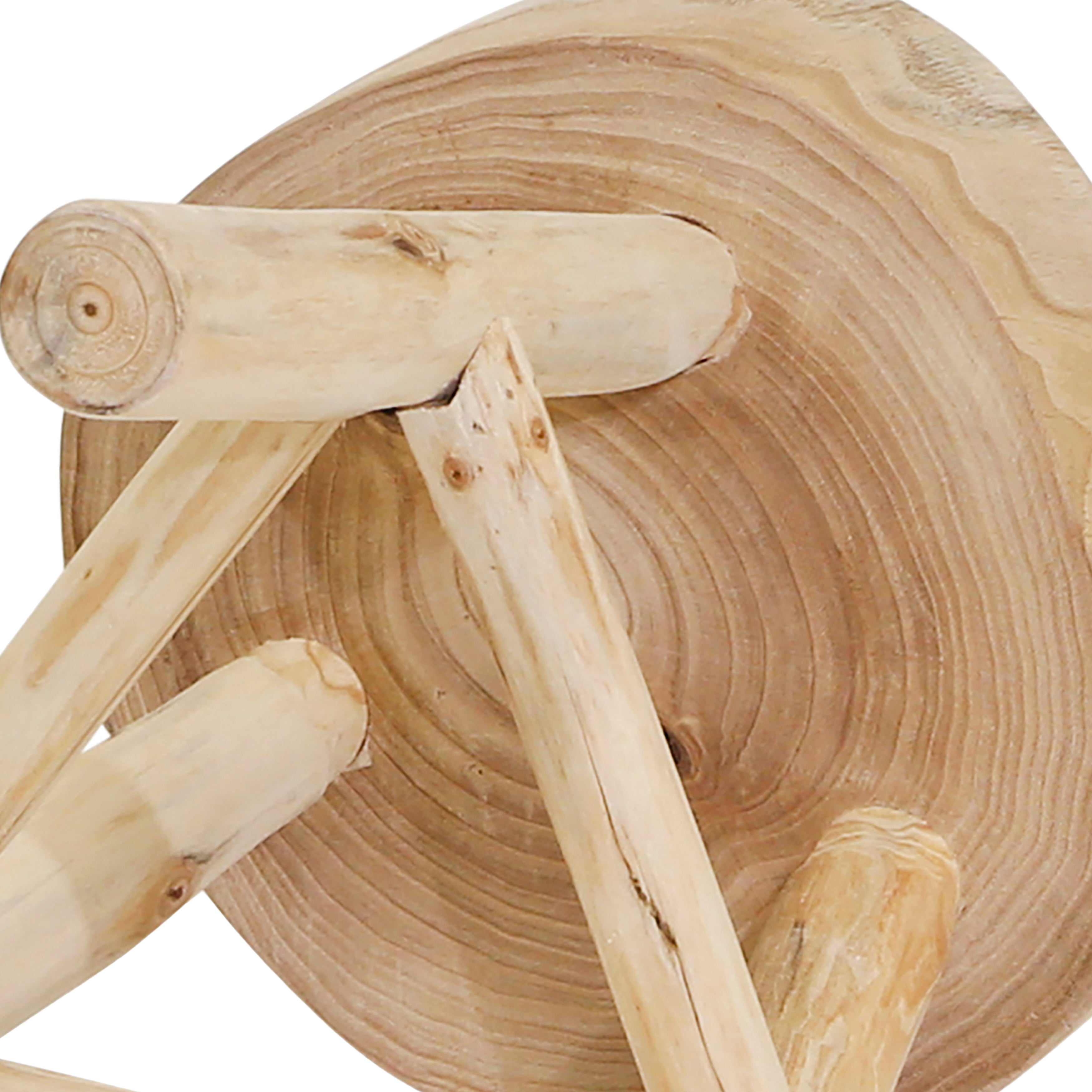Wooden stool with a round seat and four legs on a white background