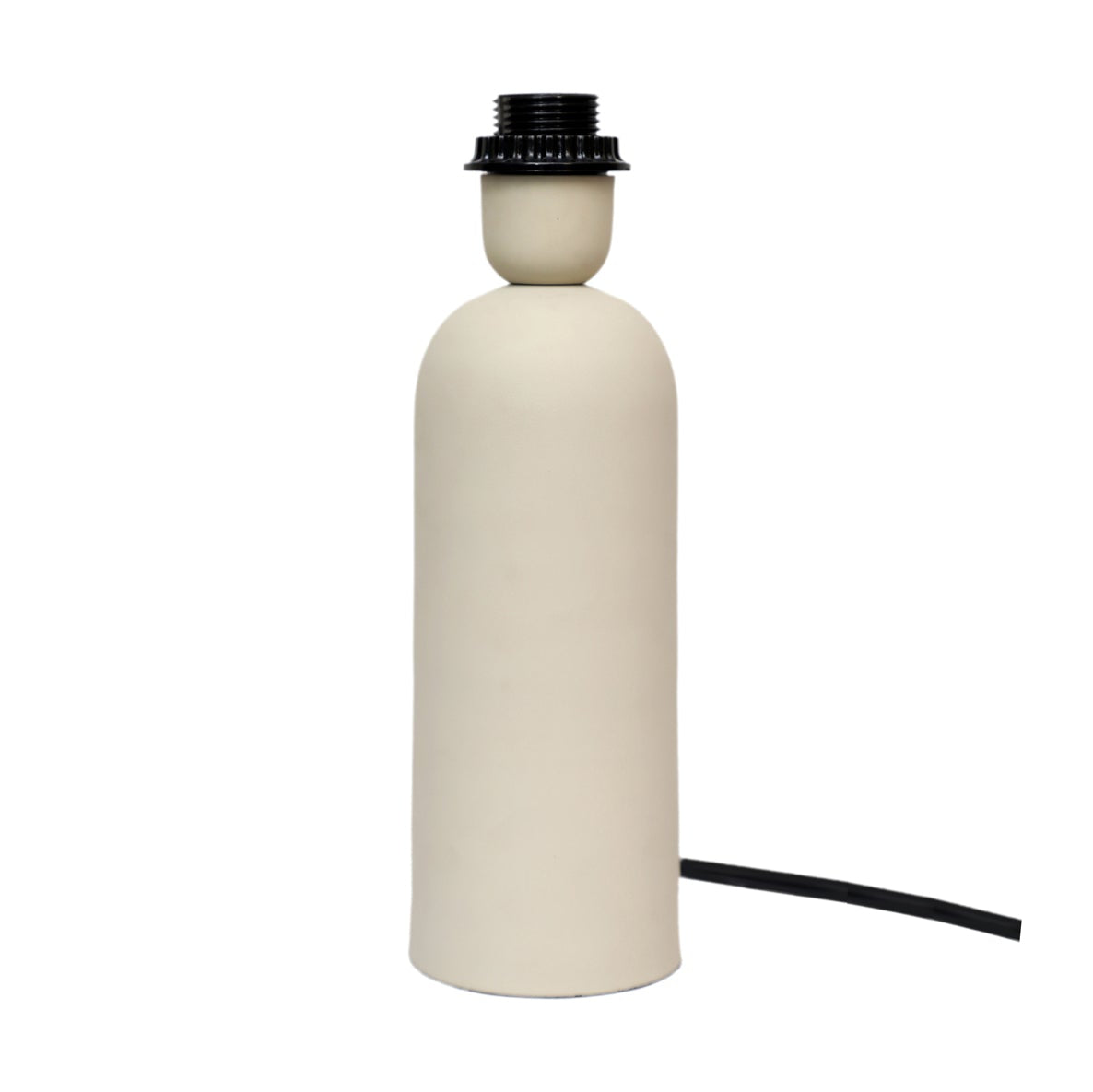 Beige table lamp cylindrical base on a white background