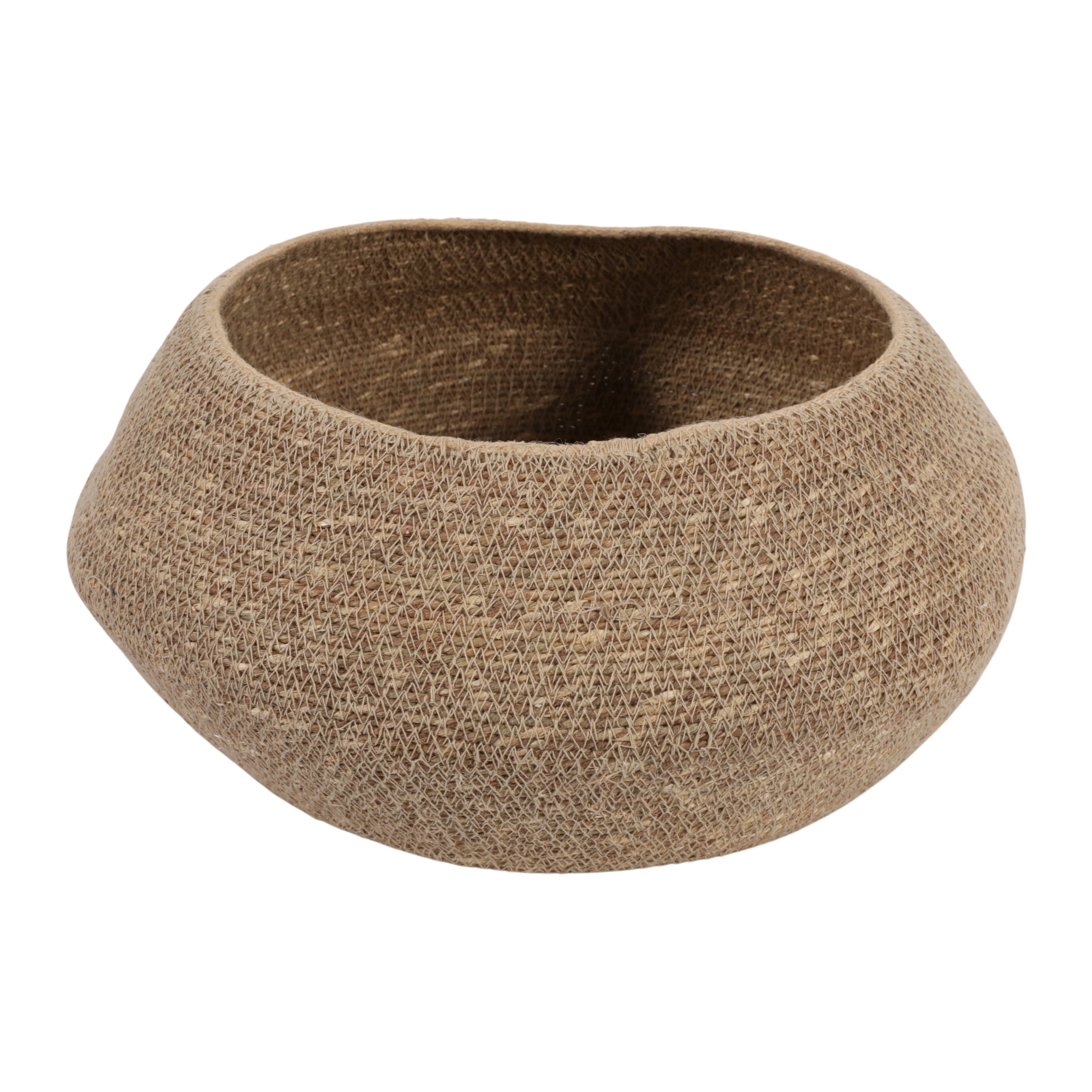 Textured brown ceramic bowl on a white background