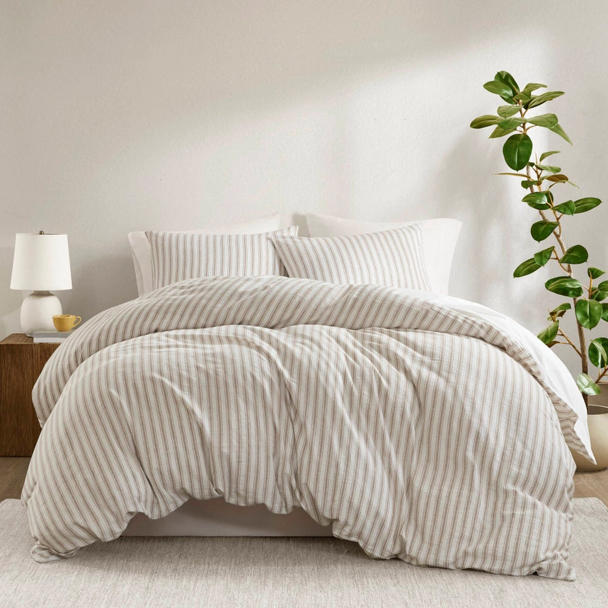 3 Piece Classic Stripe Down Pattern Duvet Set