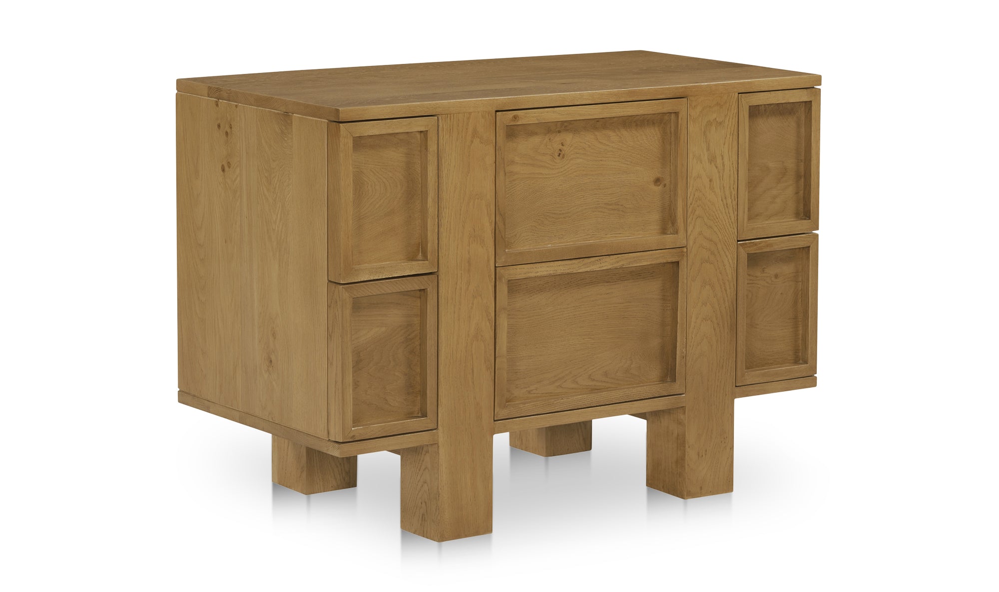  Wooden sideboard with multiple doors on a white background