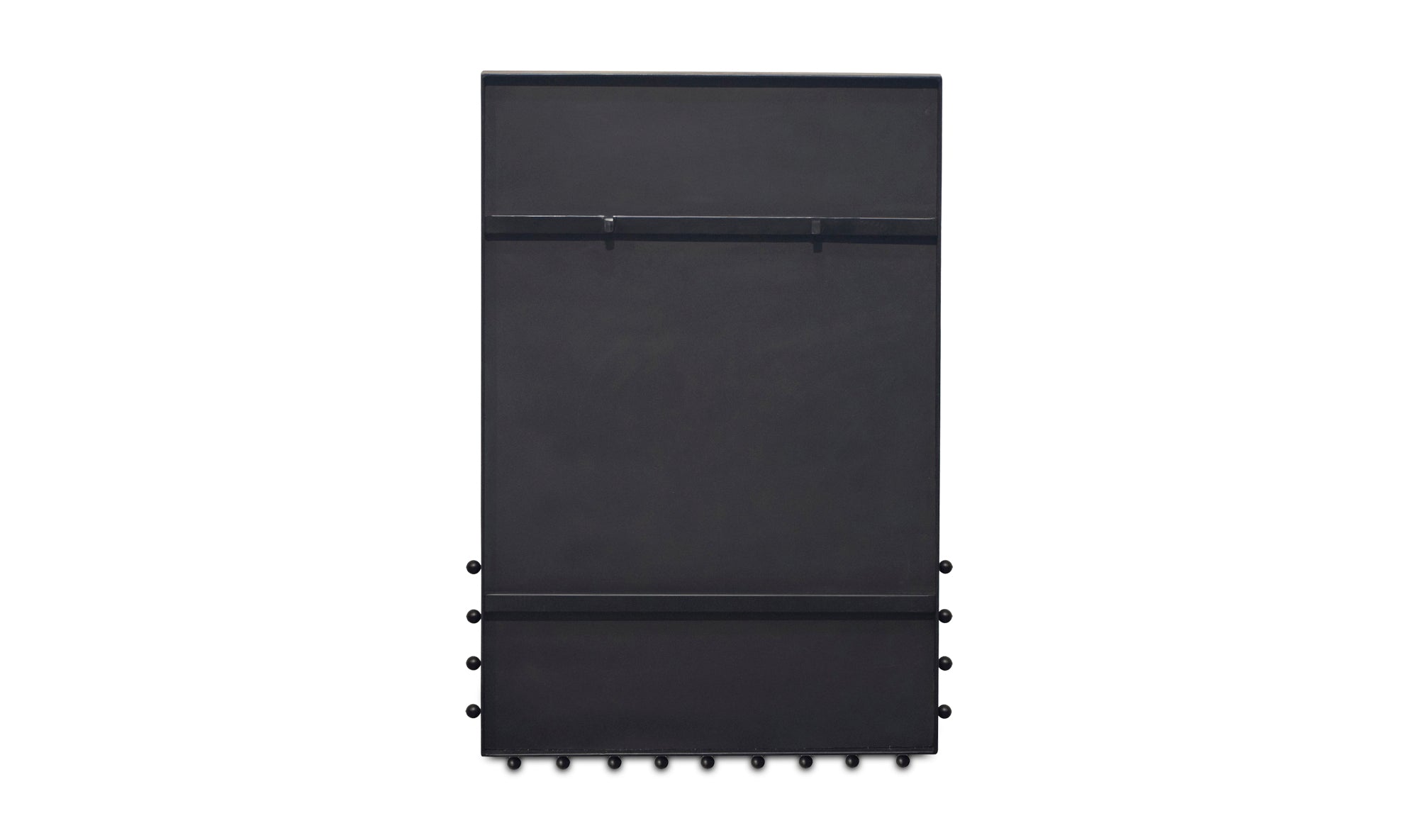 Rectangular mirror with a black frame on a white background