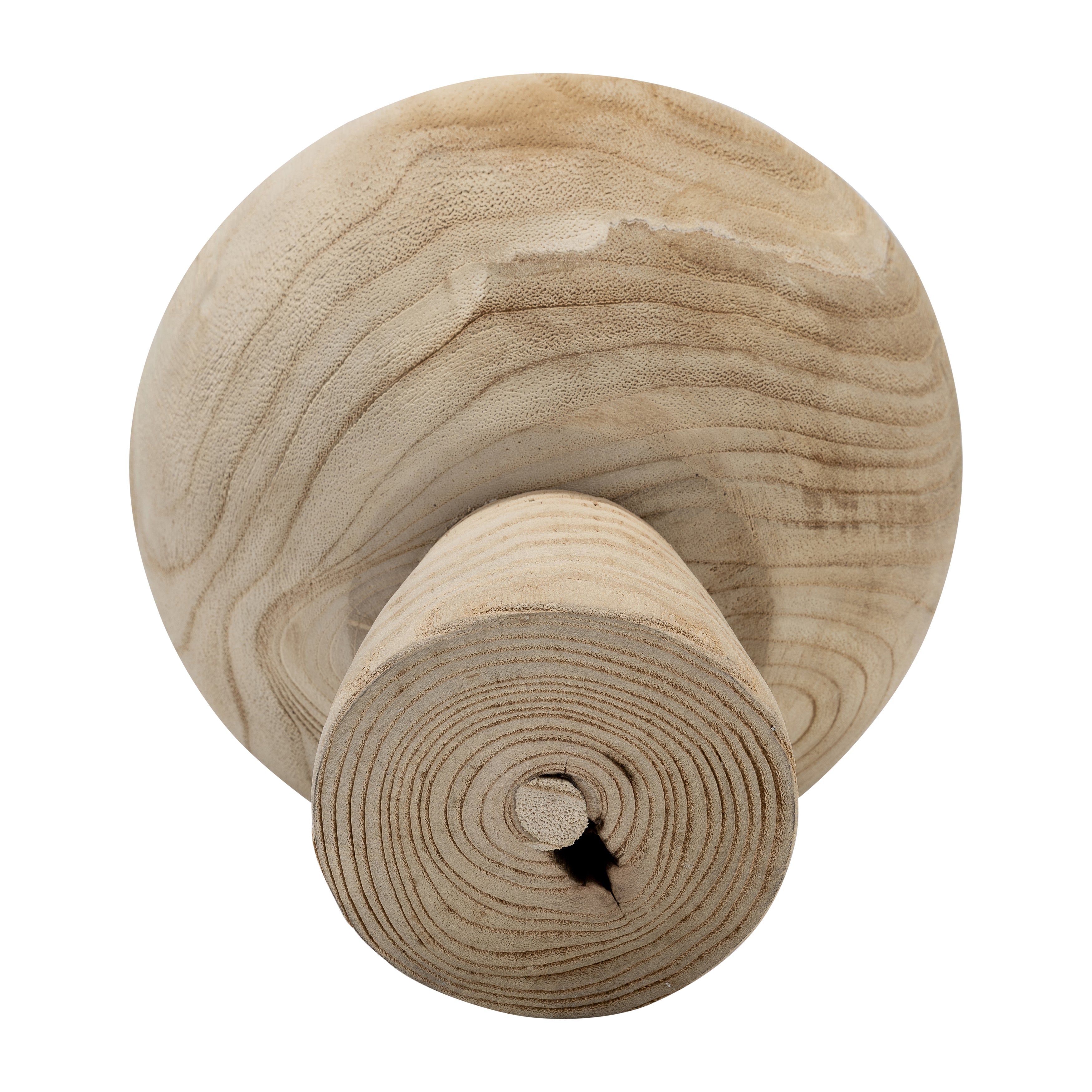 Wooden spool with a cylindrical core on a white background