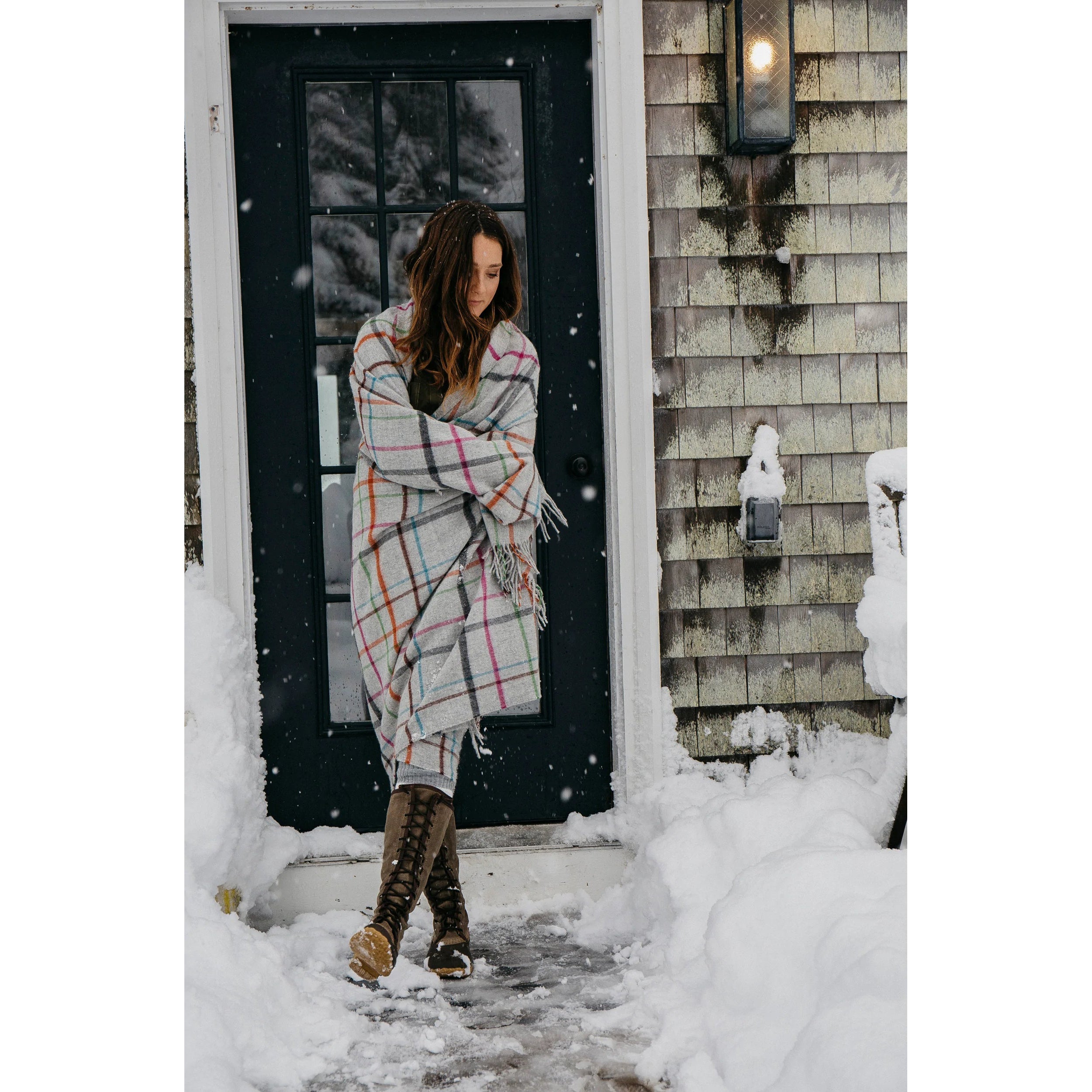 Fog Plaid Multi Throw