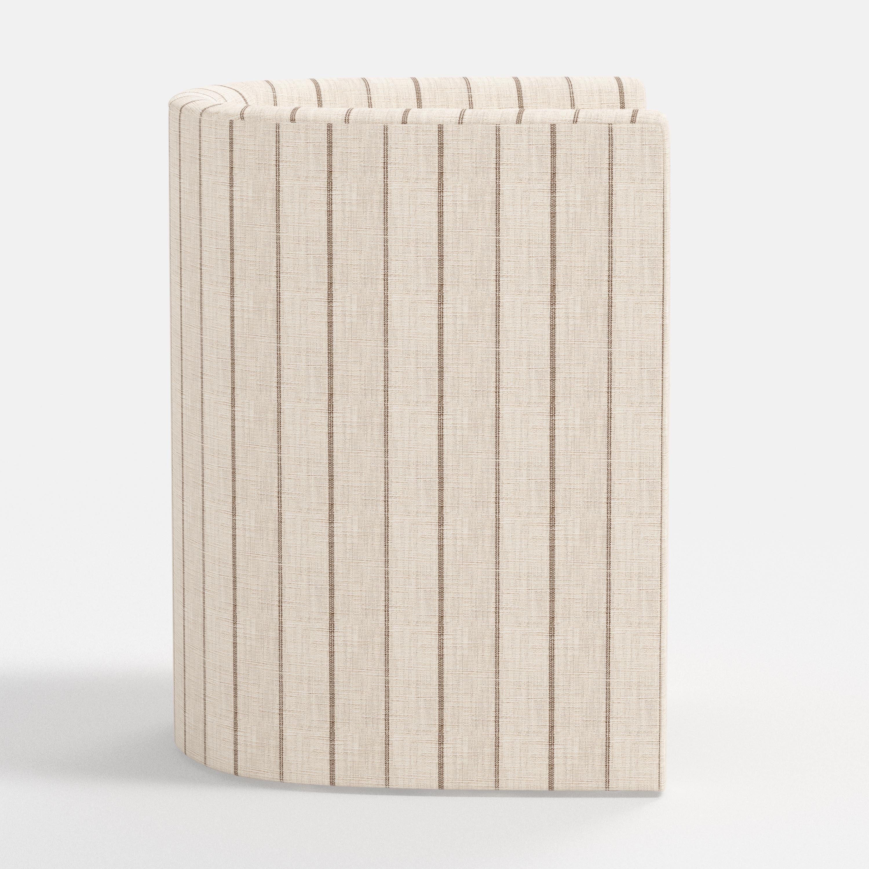 Beige armchair with striped pattern on a white background