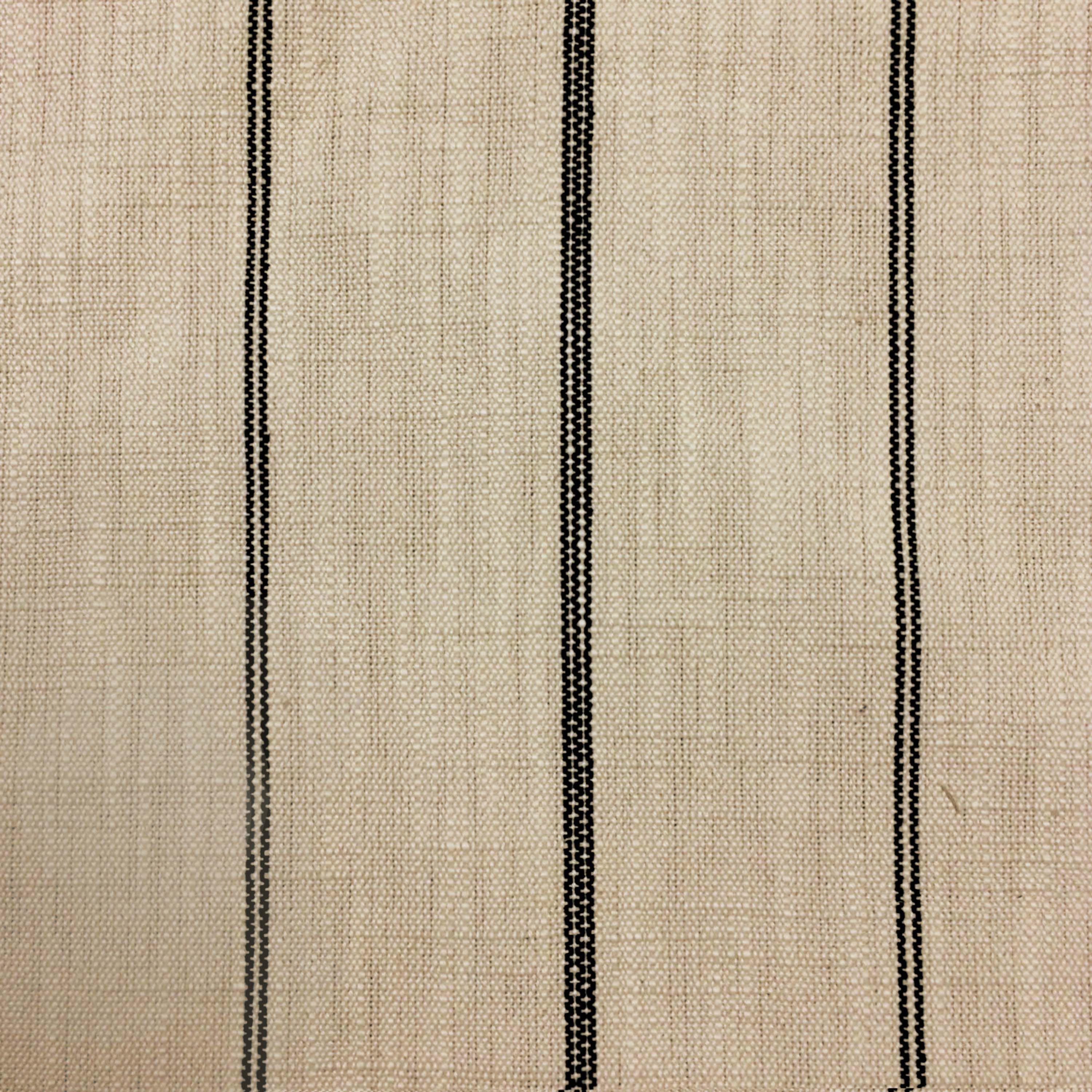 Textured fabric with black stripes on a beige base 