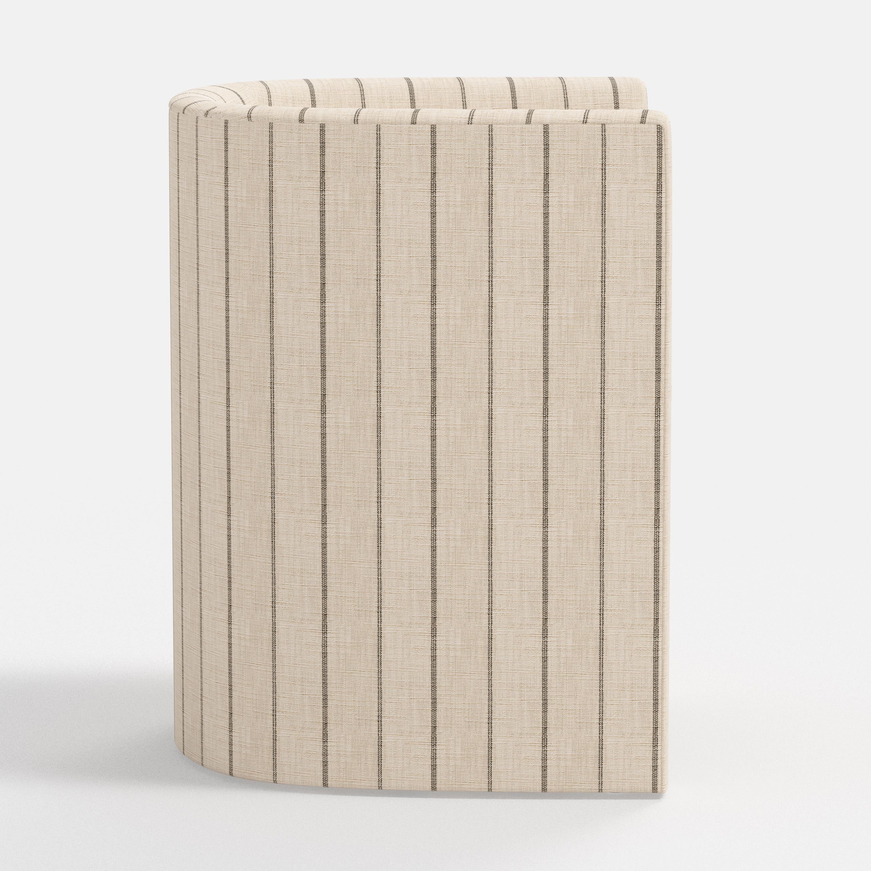 Beige and brown striped armchair on a white background