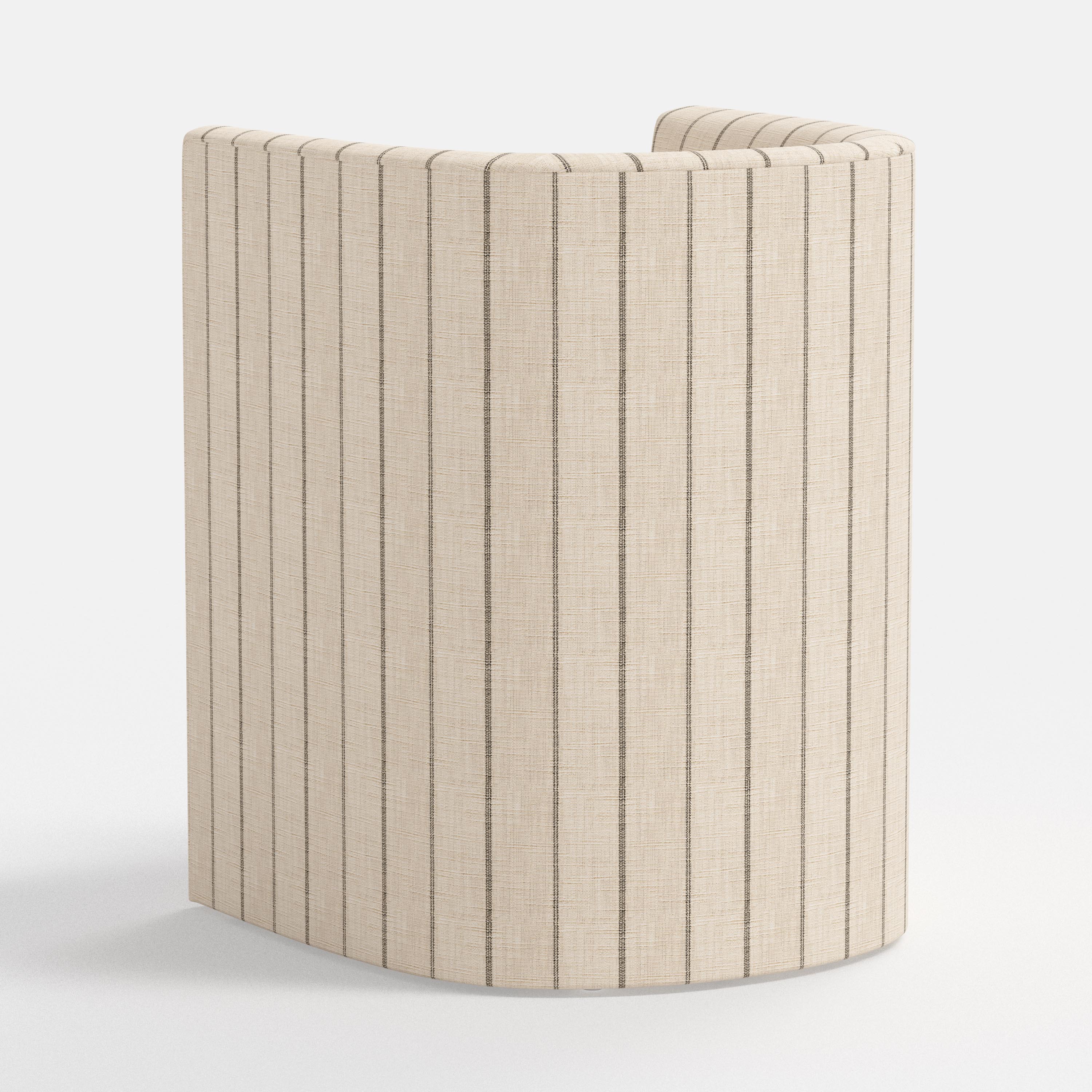 Beige and brown striped armchair on a white background