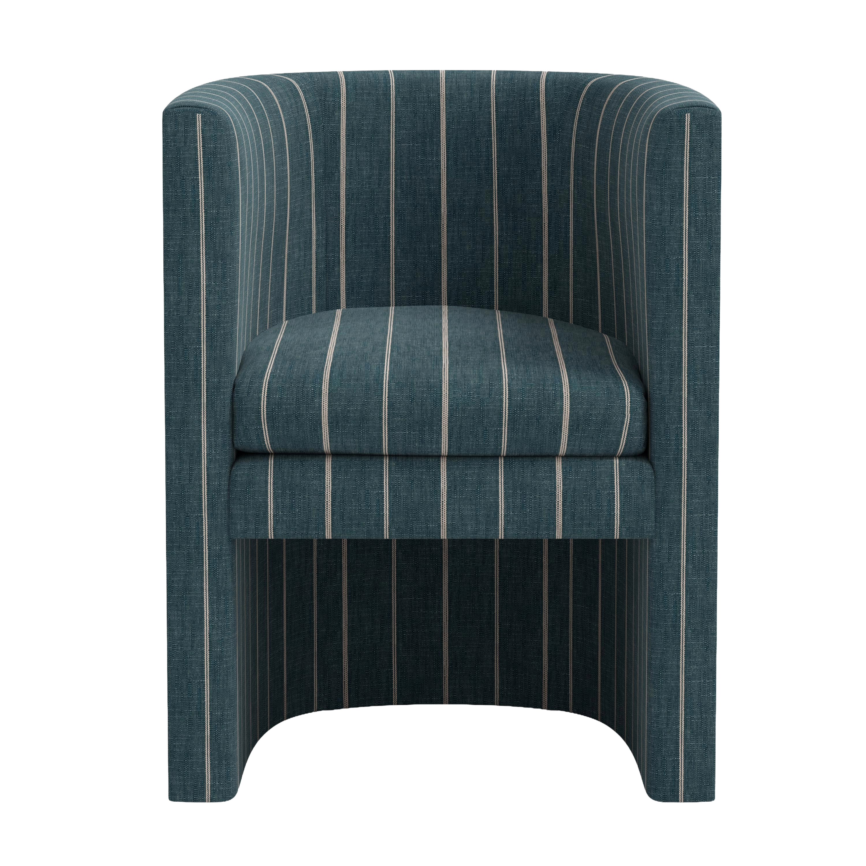 Blue striped armchair on a white background