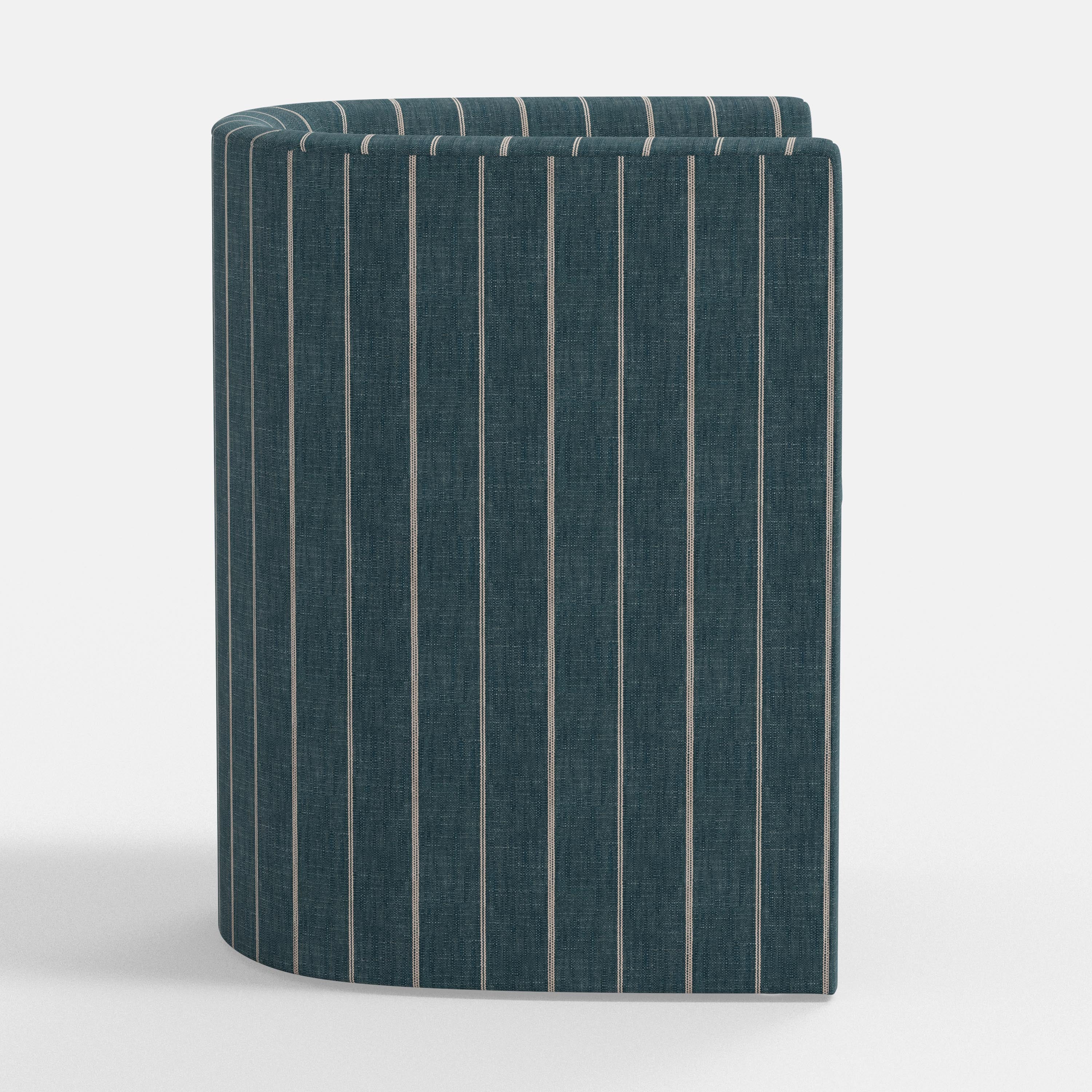 Blue striped armchair on a white background