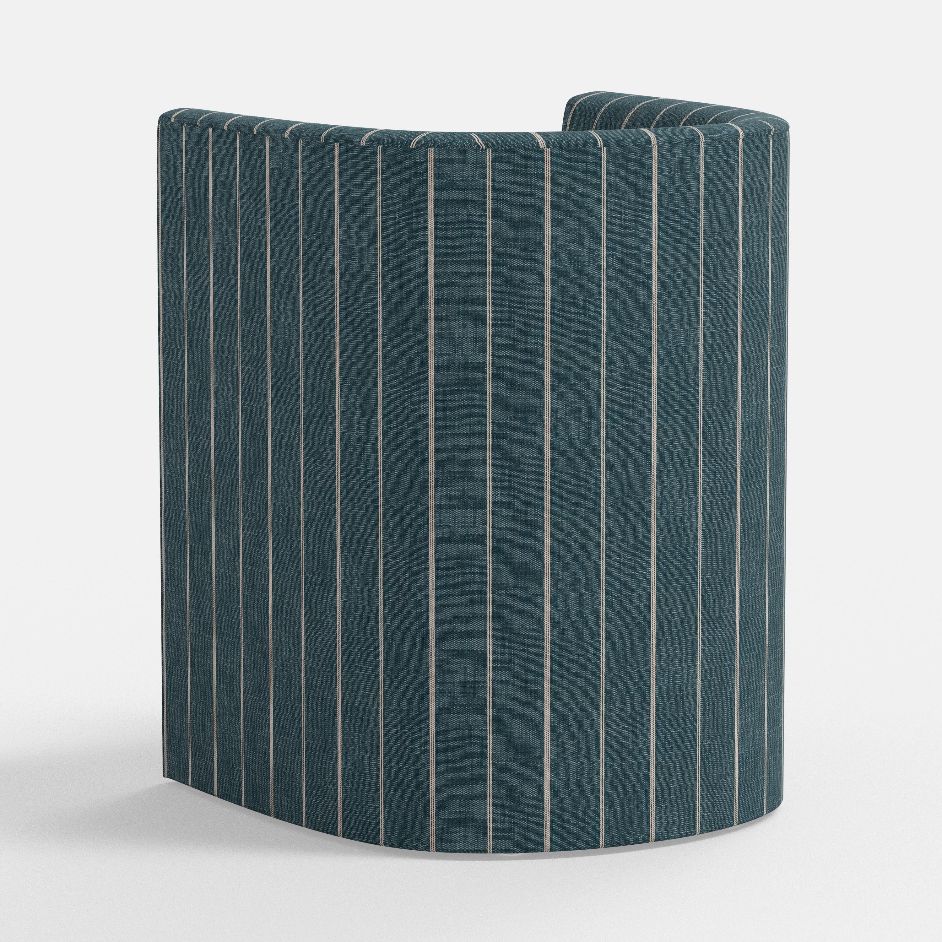 Blue striped armchair on a white background