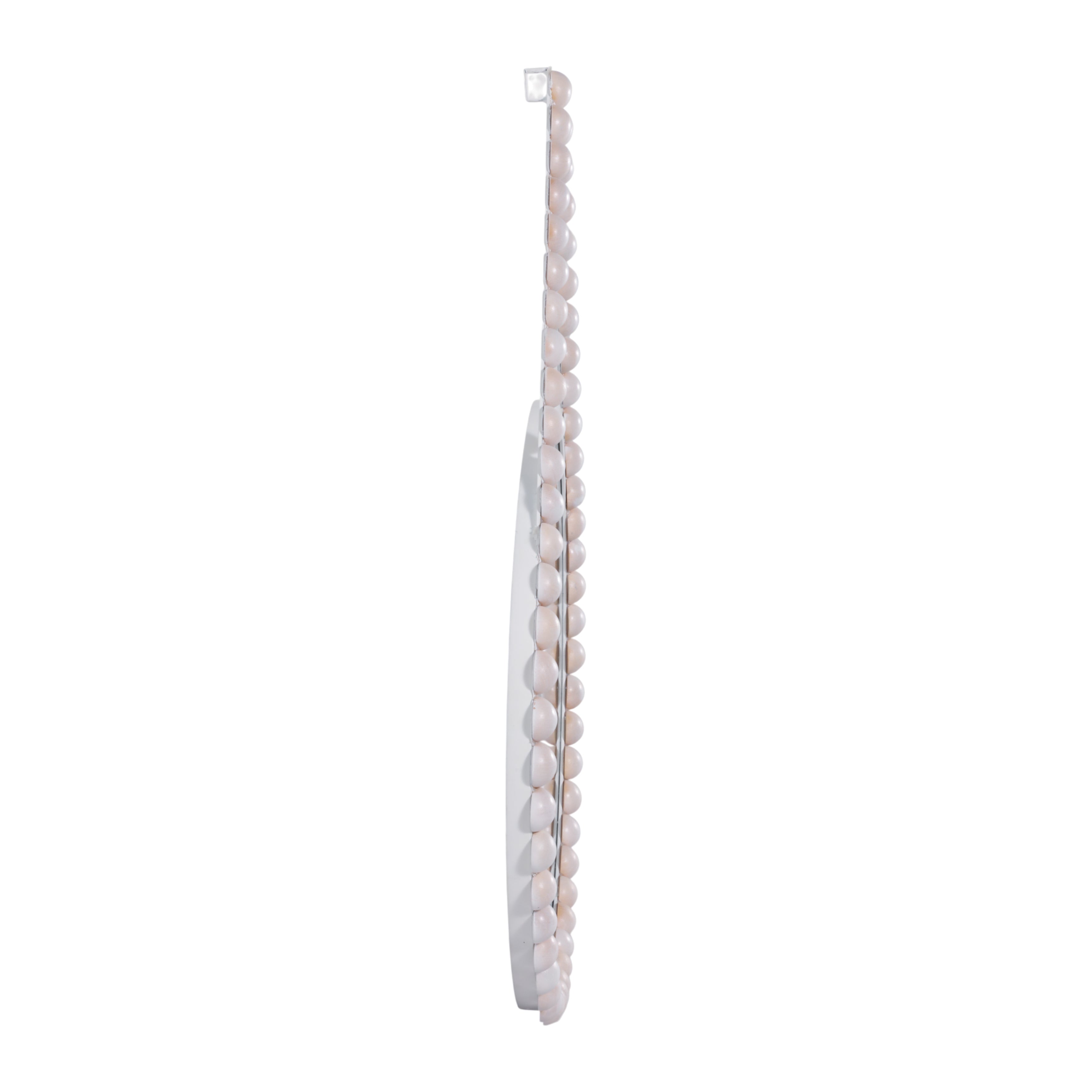 Decorative wall hanging with pebble-like stones on a white background