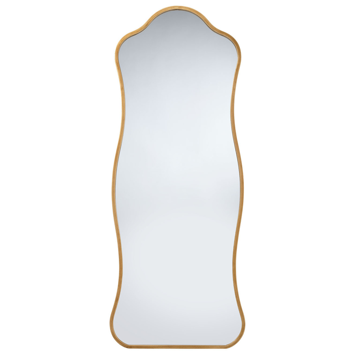Decorative wall mirror with a gold frame on a white background