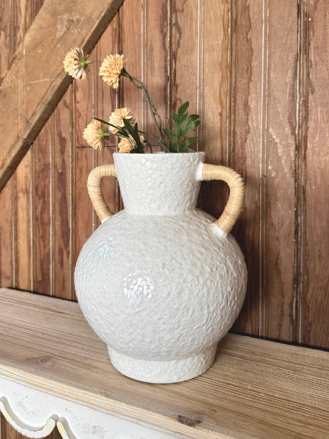 Rattan Wrapped Handle Vase - Set of 2