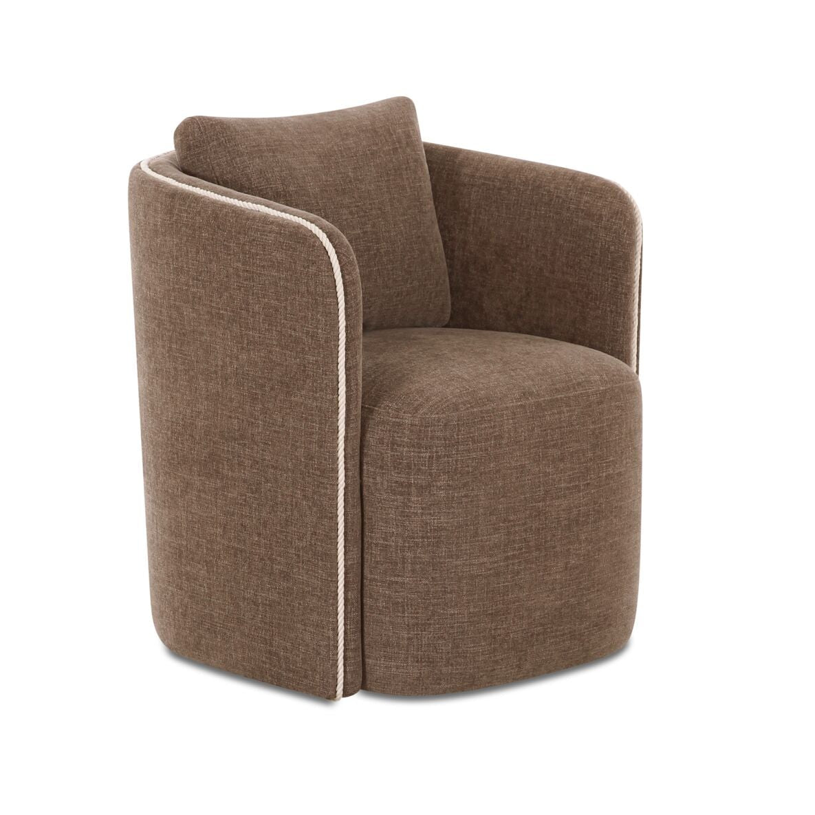 Brown armchair with white trim on a white background
