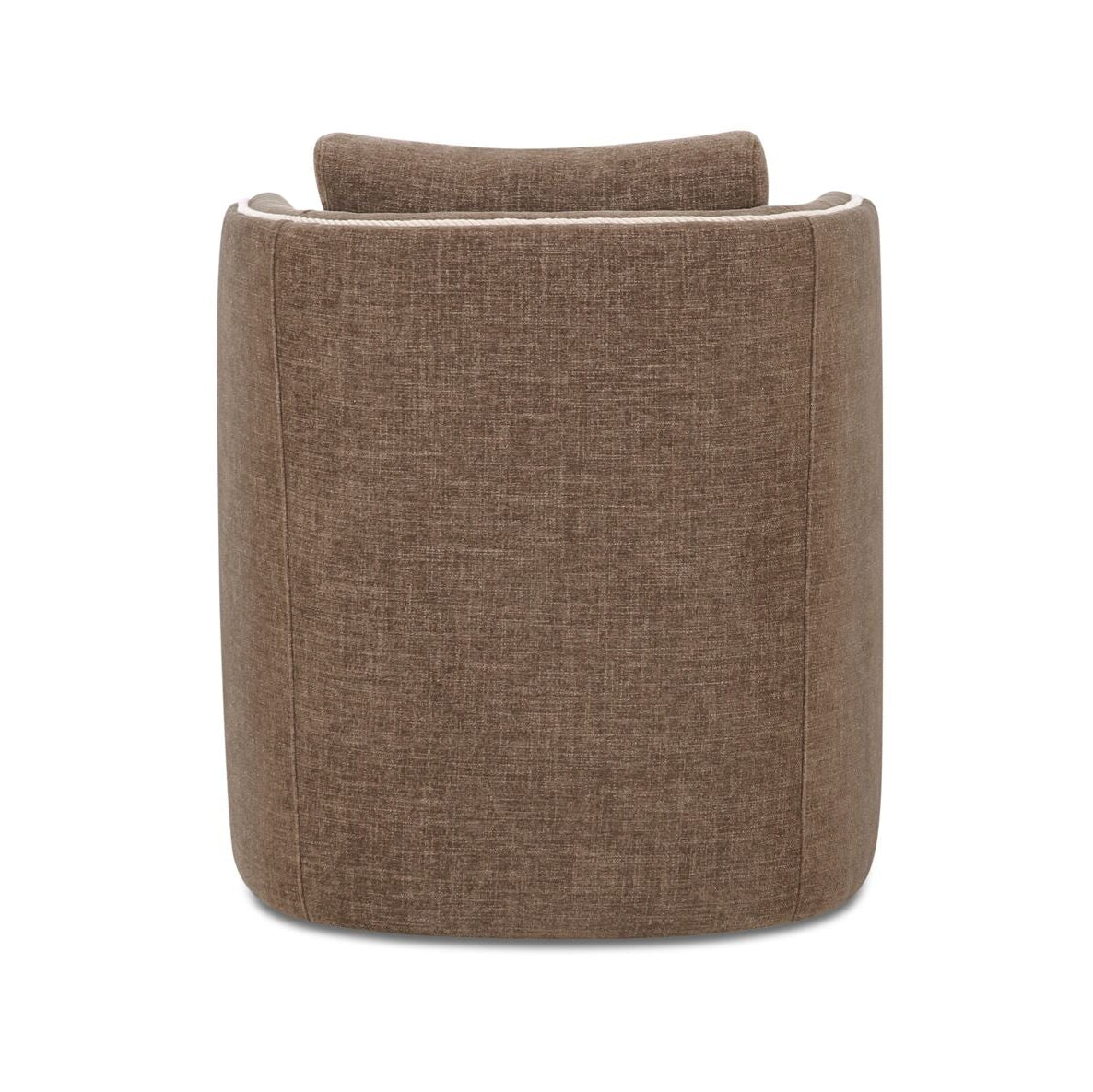 Brown fabric swivel chair on a white background