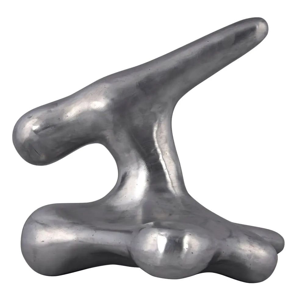 Metallic knot-shaped object on a white background