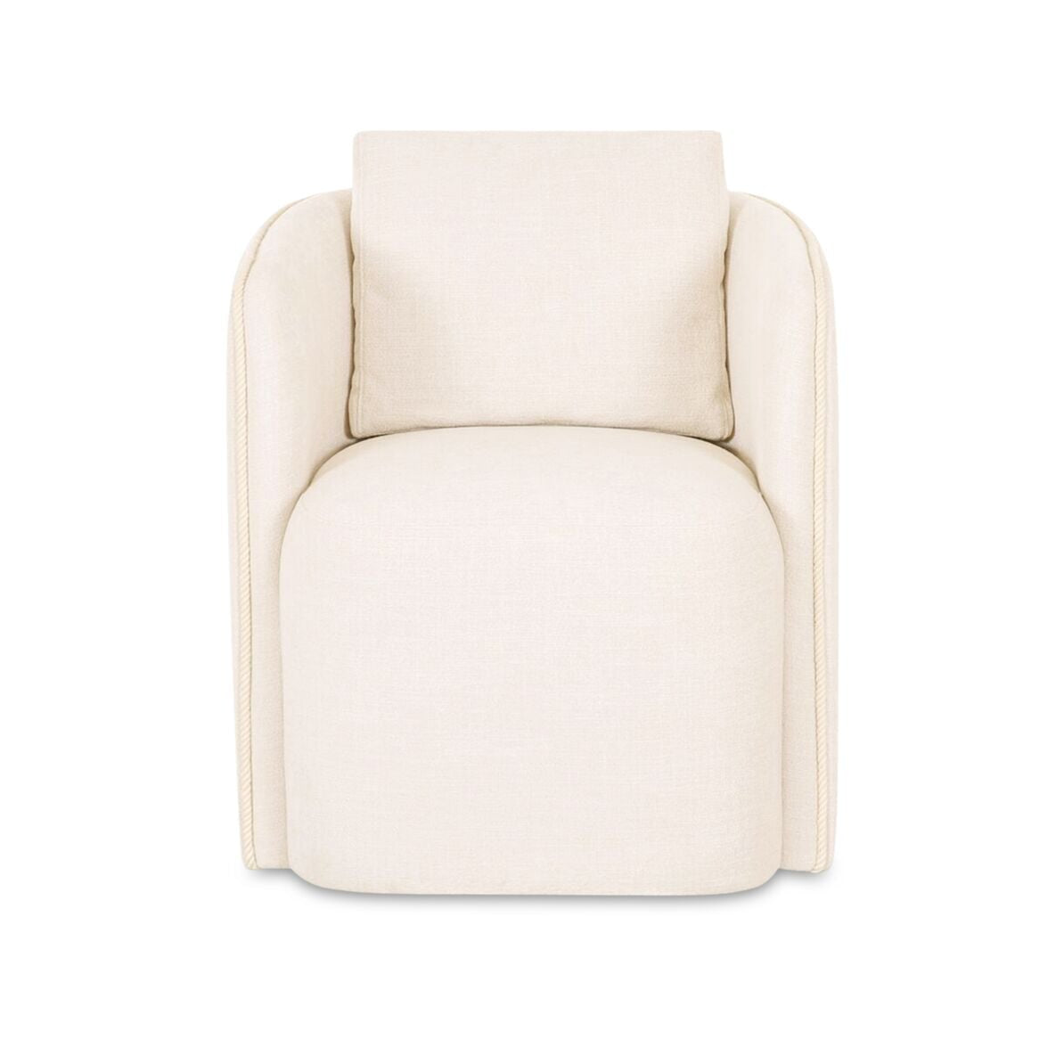 Beige swivel armchair on a white background