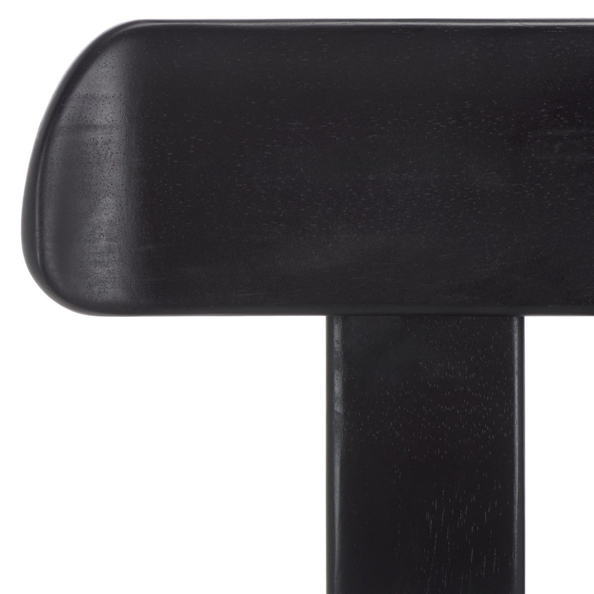 Black chair with a white cushioned seat on a white background