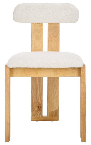 Wooden chair with white cushion on a white background
