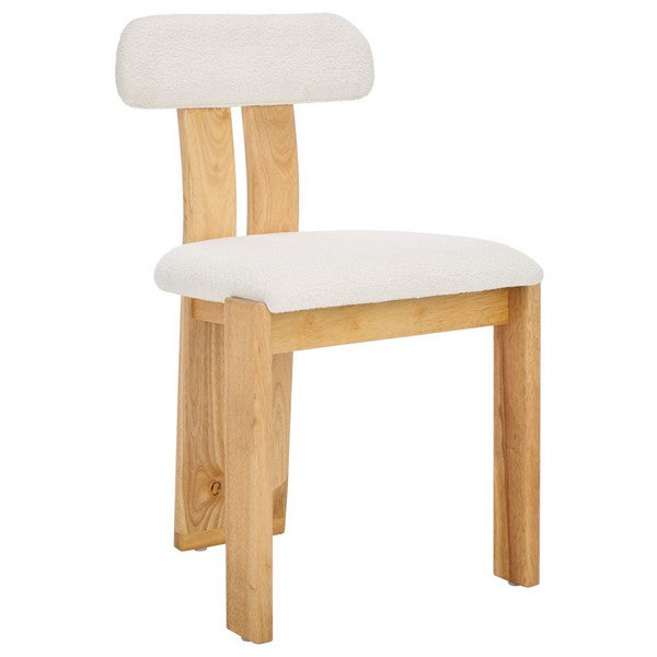 Wooden chair with white cushion on a white background