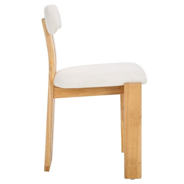 Wooden chair with white cushion on a white background