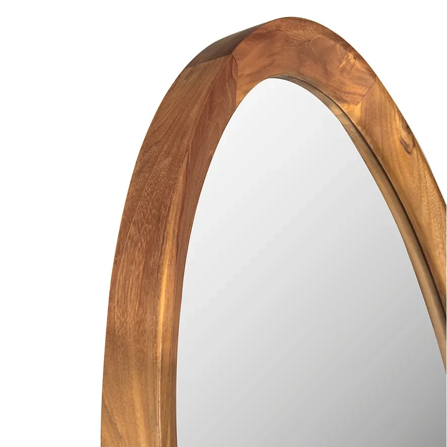 Wooden arch mirror on a white background