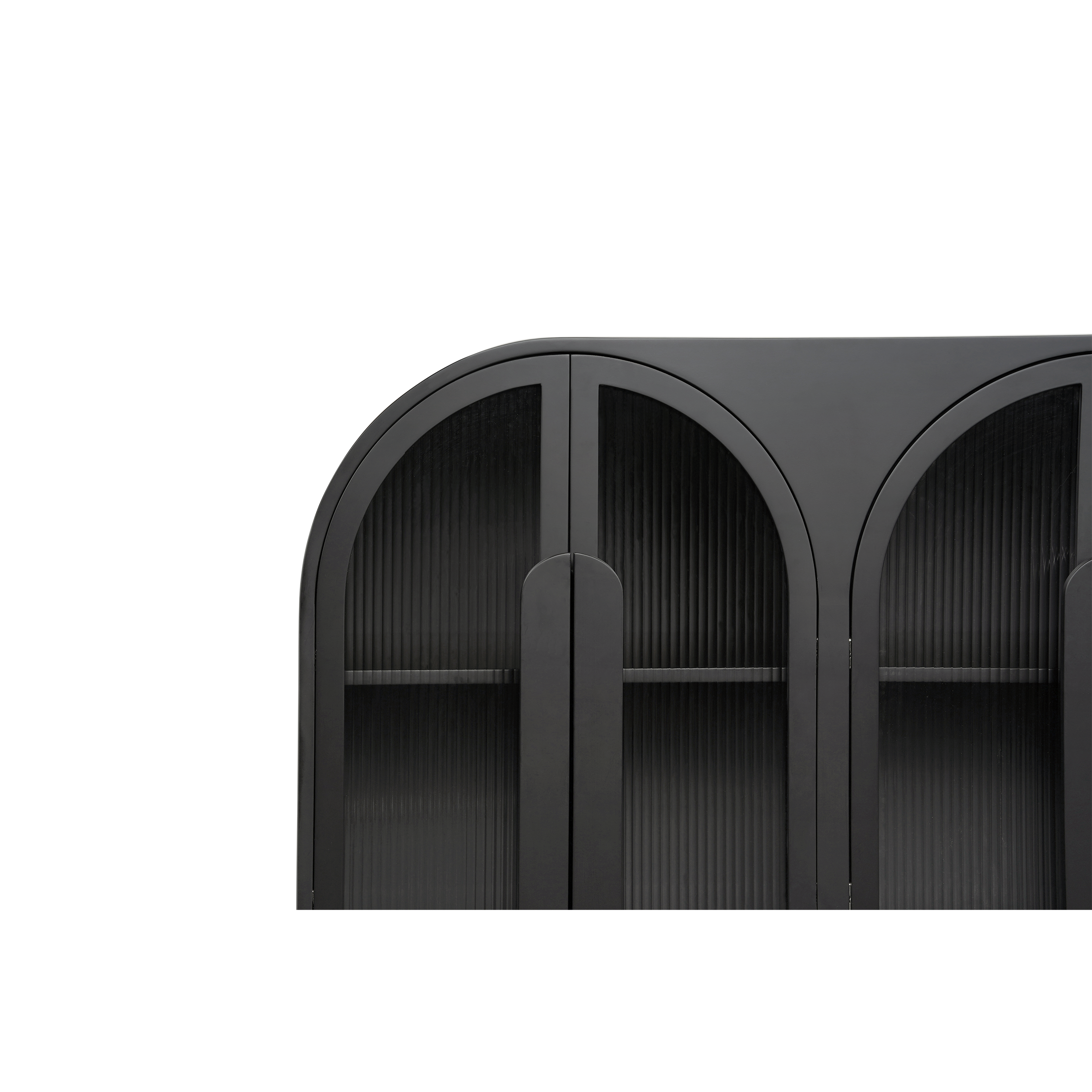 Blacksideboard with arched design on a white background