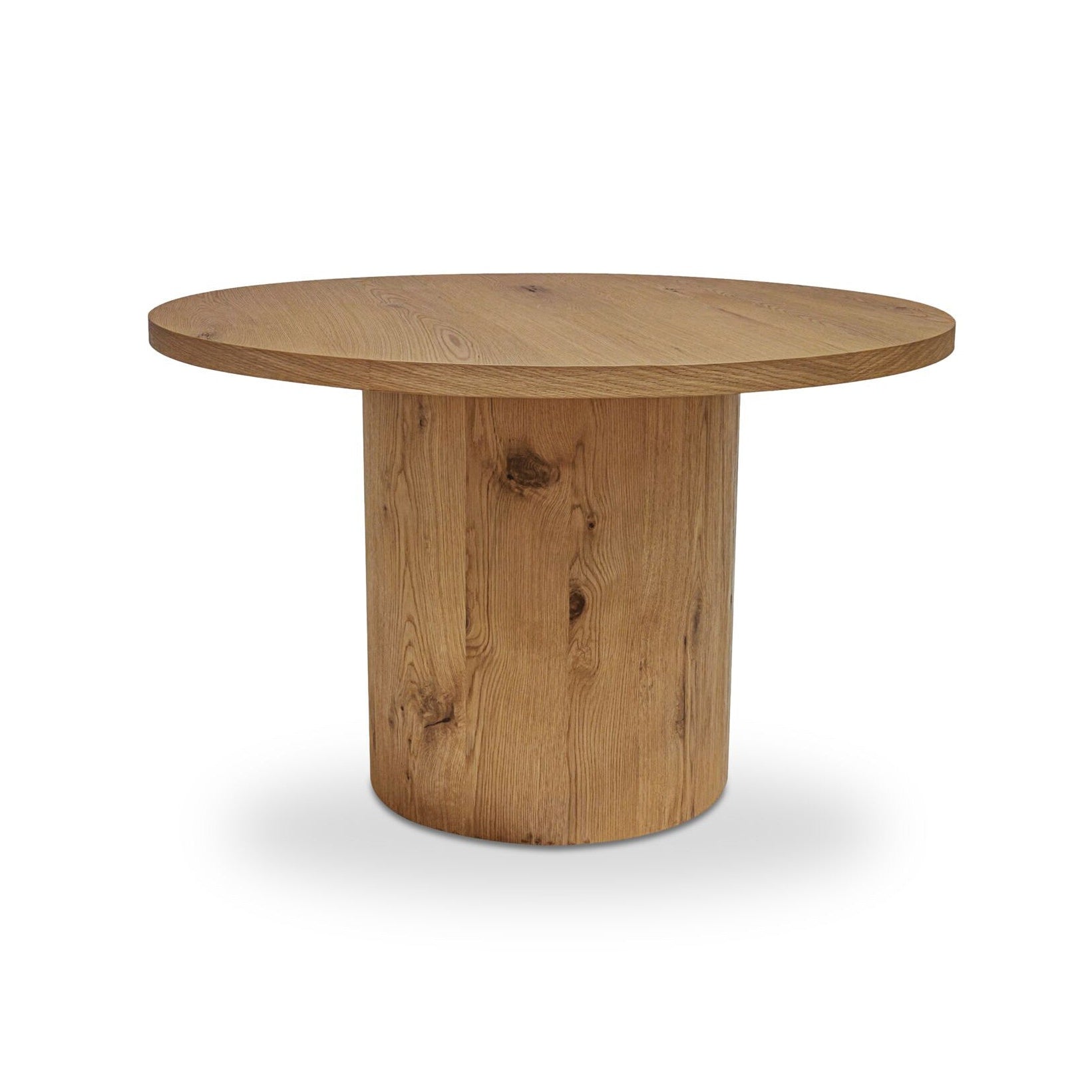 Wooden round table on a white background