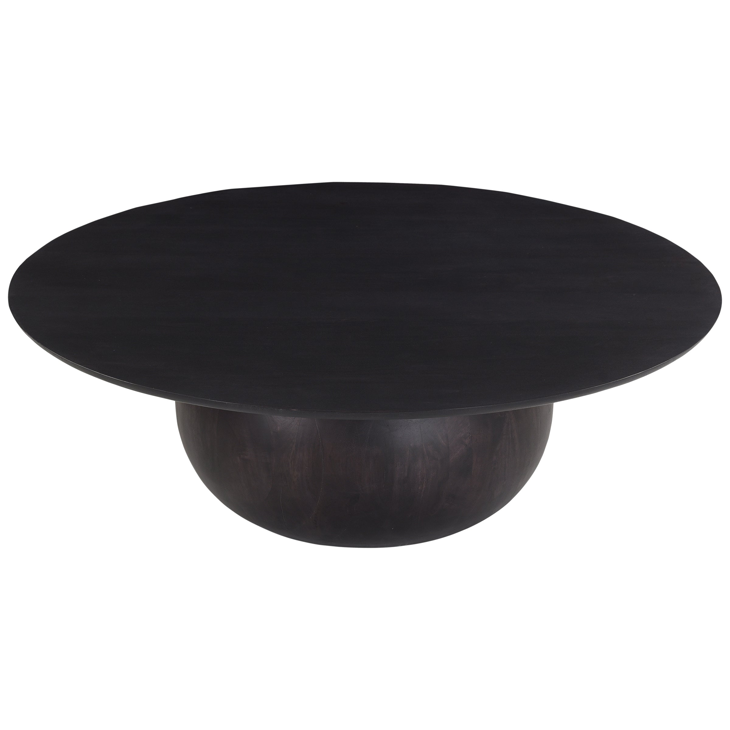 Black round coffee table on a white background