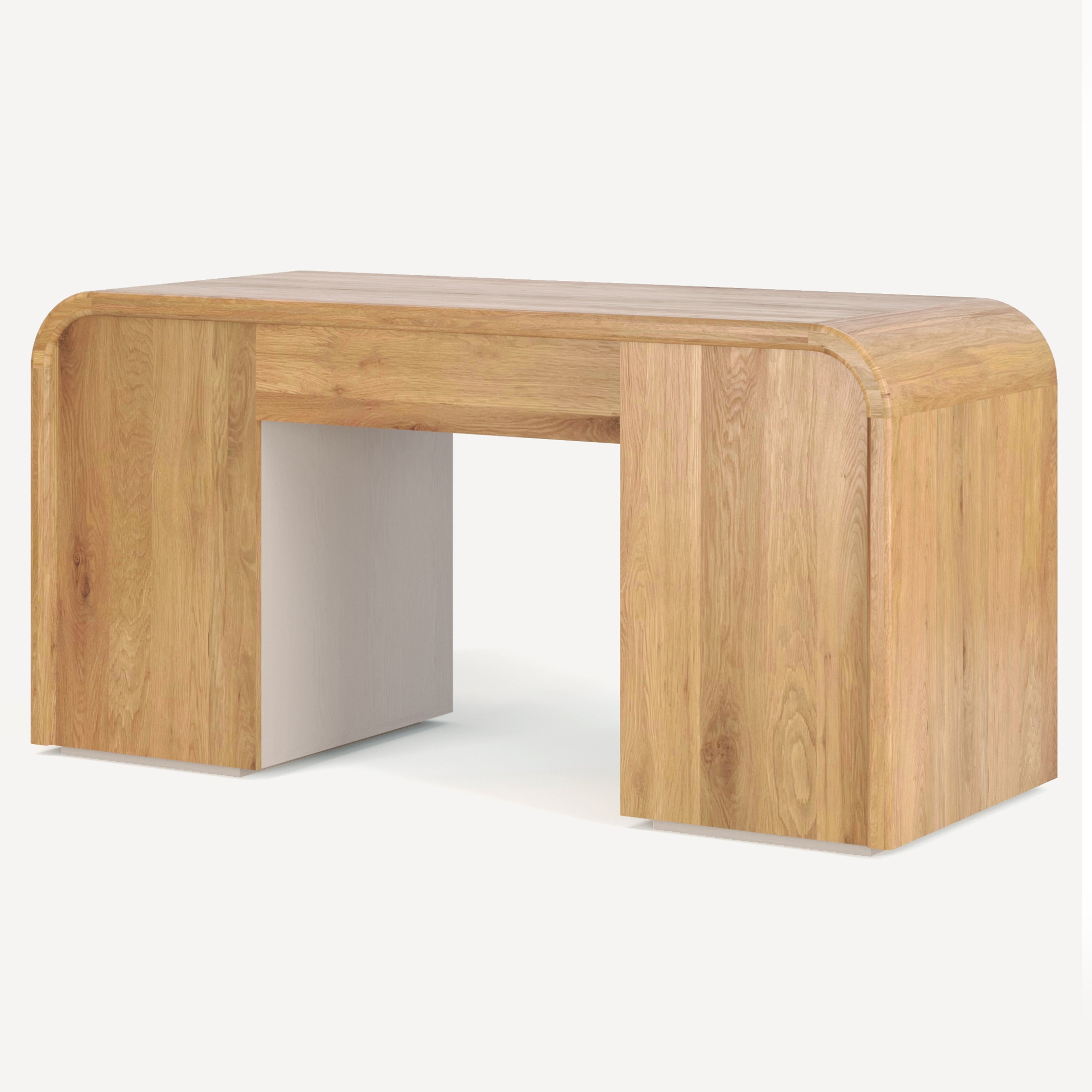 Wooden desk on a white background