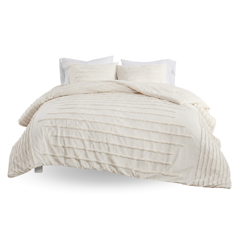 Chenille Stripes 3-Piece Duvet Cover Set