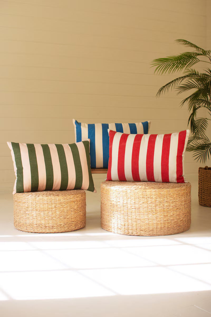 Set of 3 Canvas Printed Striped Pillows