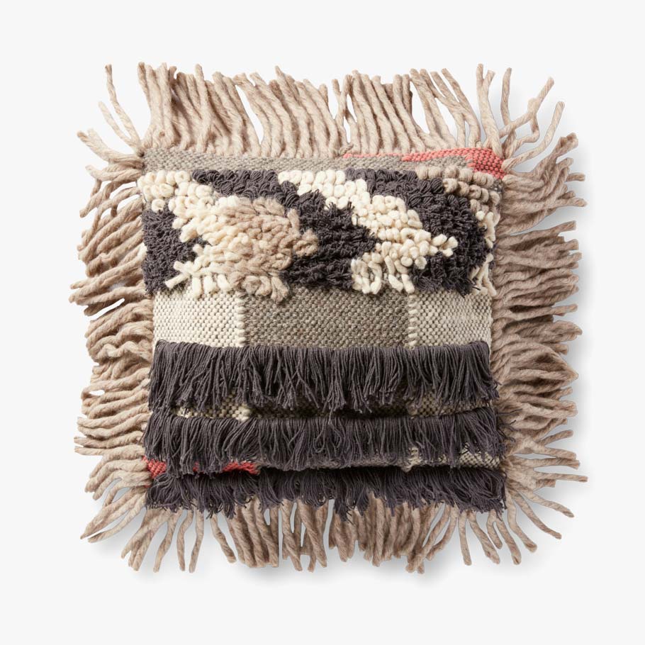 Mixed material multicolor woven throw pillow 