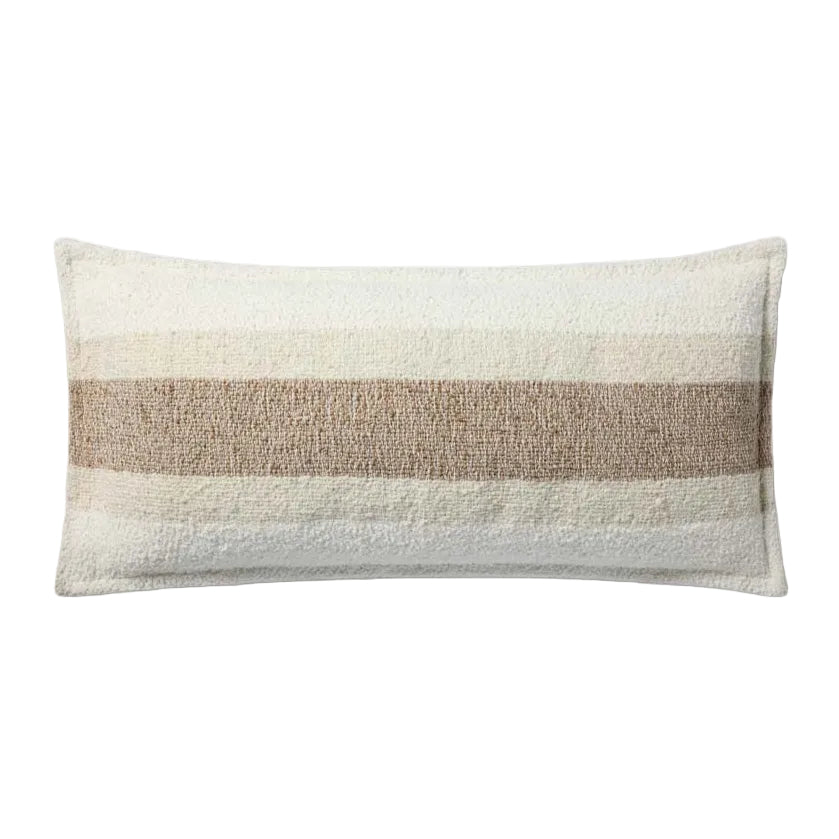 Rectangular pillow with horizontal stripes on a white background